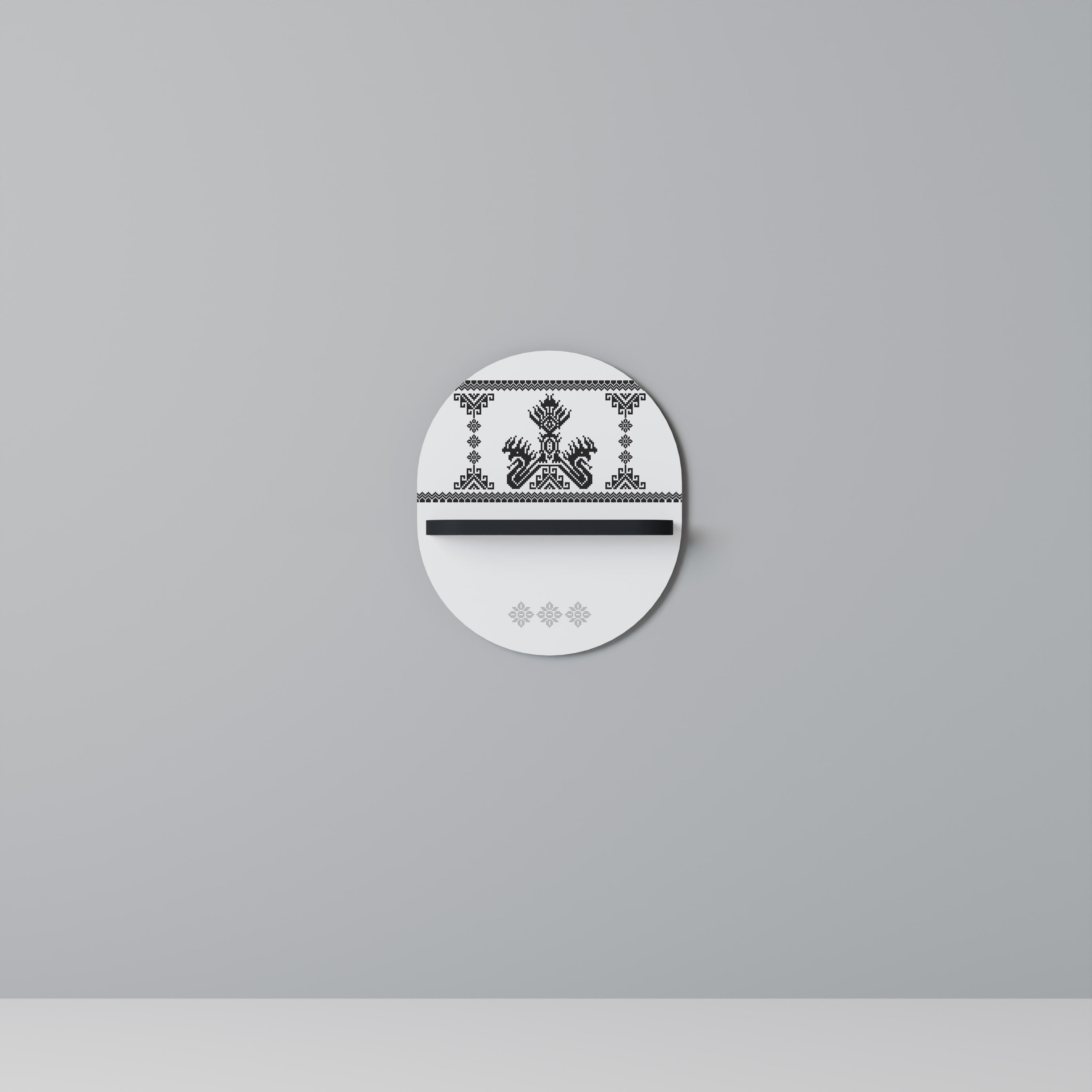 MYTHIC STITCH Ovales Kunstregal in Schwarz