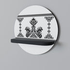 MYTHIC STITCH Round Art Shelf In Black Finish