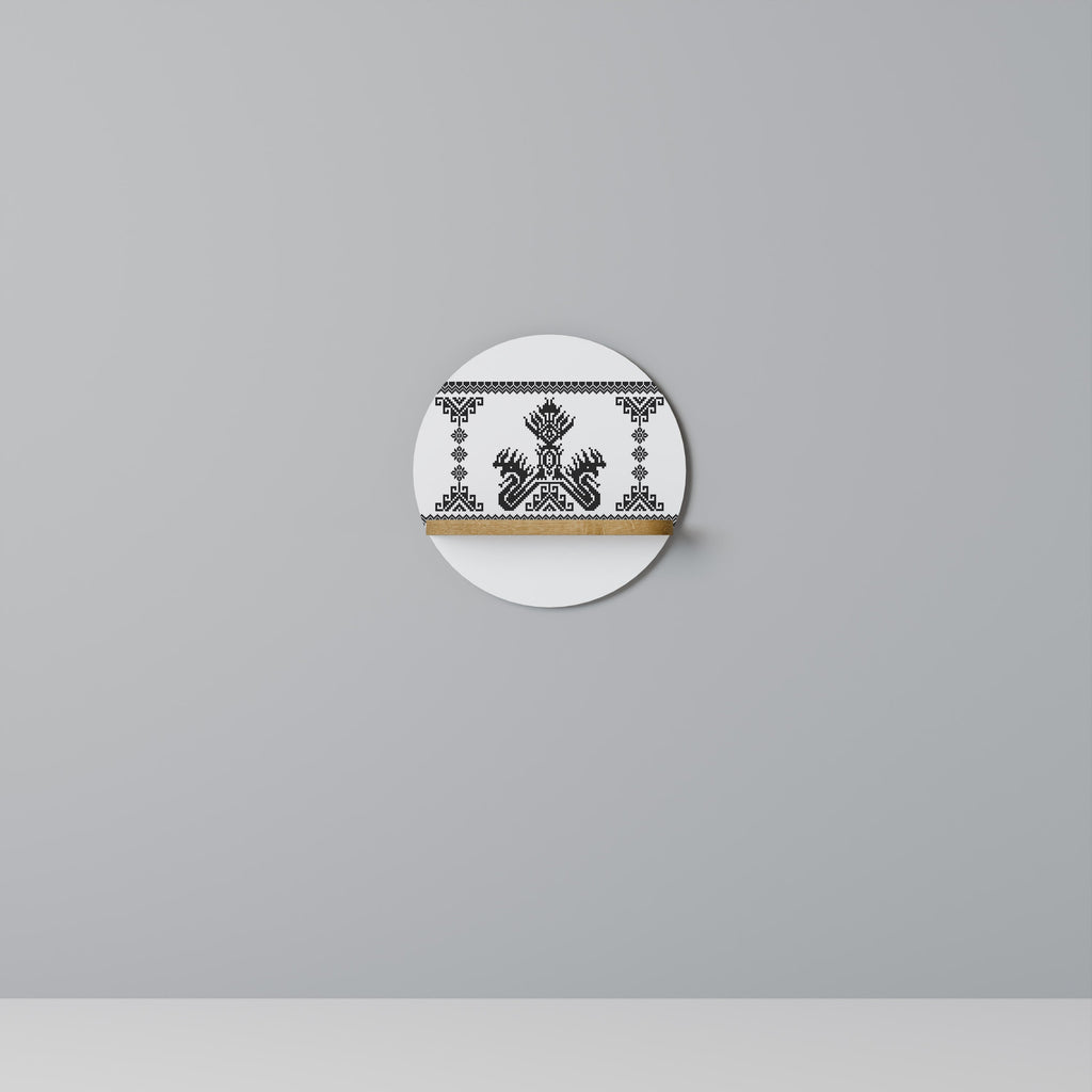 MYTHIC STITCH Rundes Kunstregal in Eiche-Optik