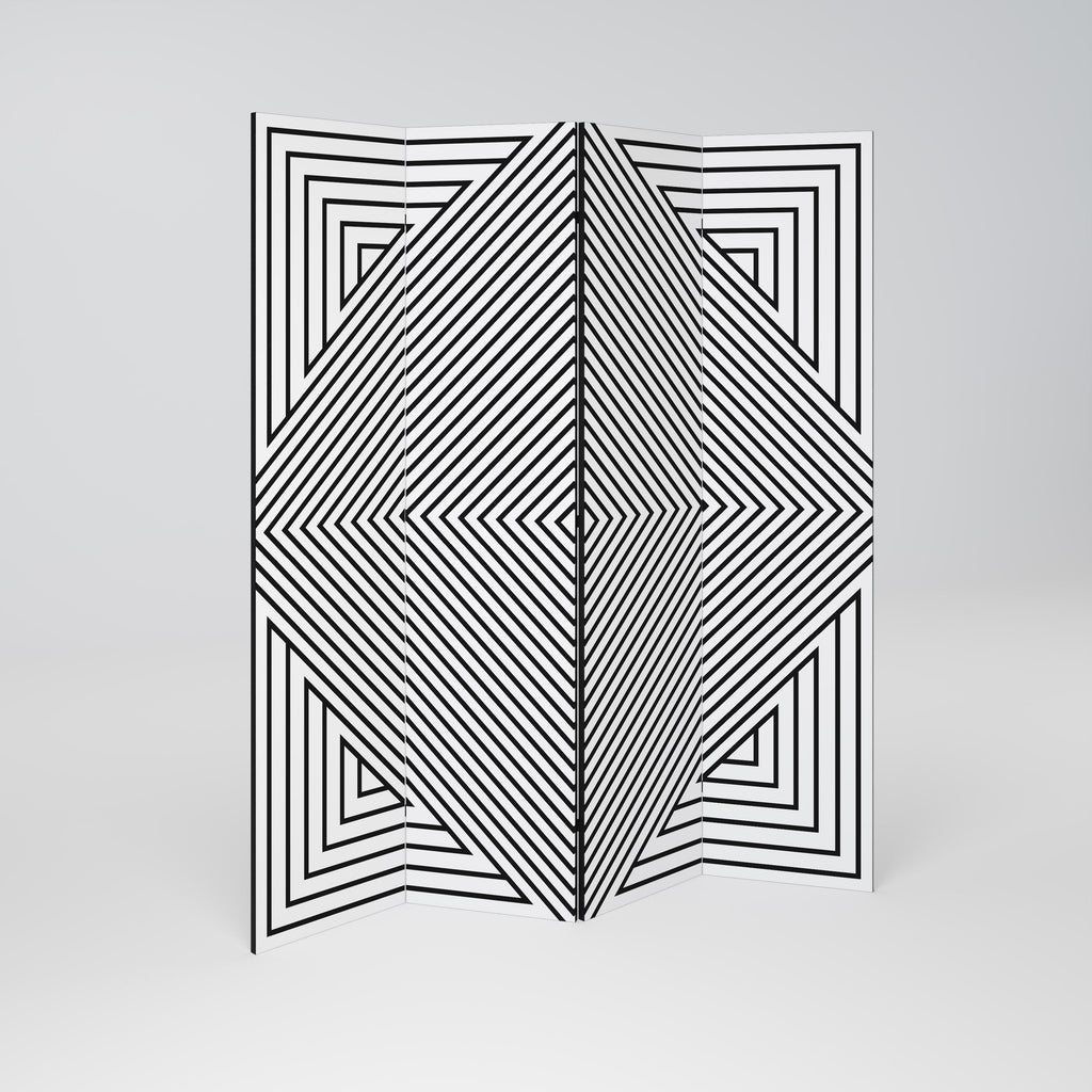 POLYGON ILLUSION Decorative 4-Panel Room Divider