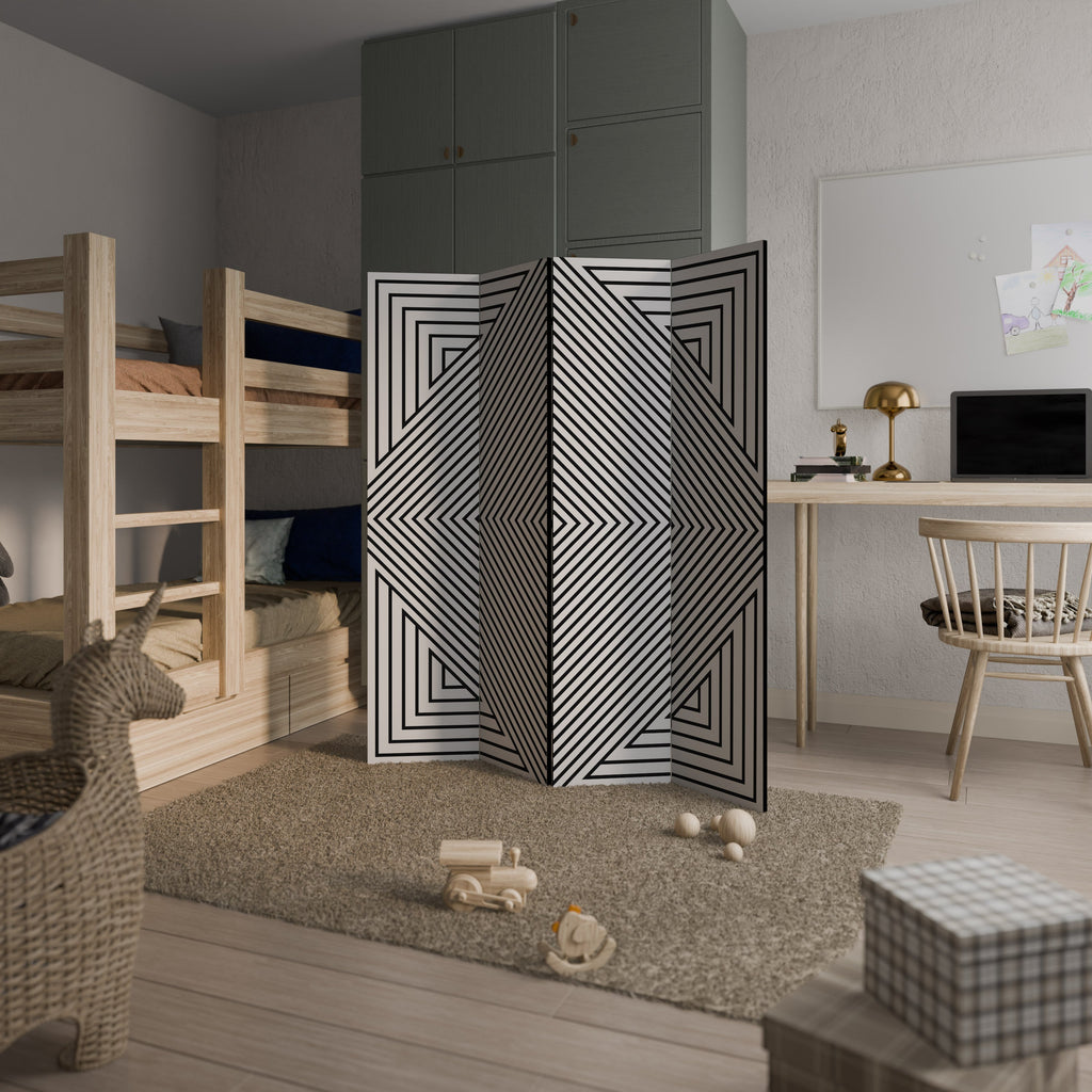 POLYGON ILLUSION Decorative 4-Panel Room Divider