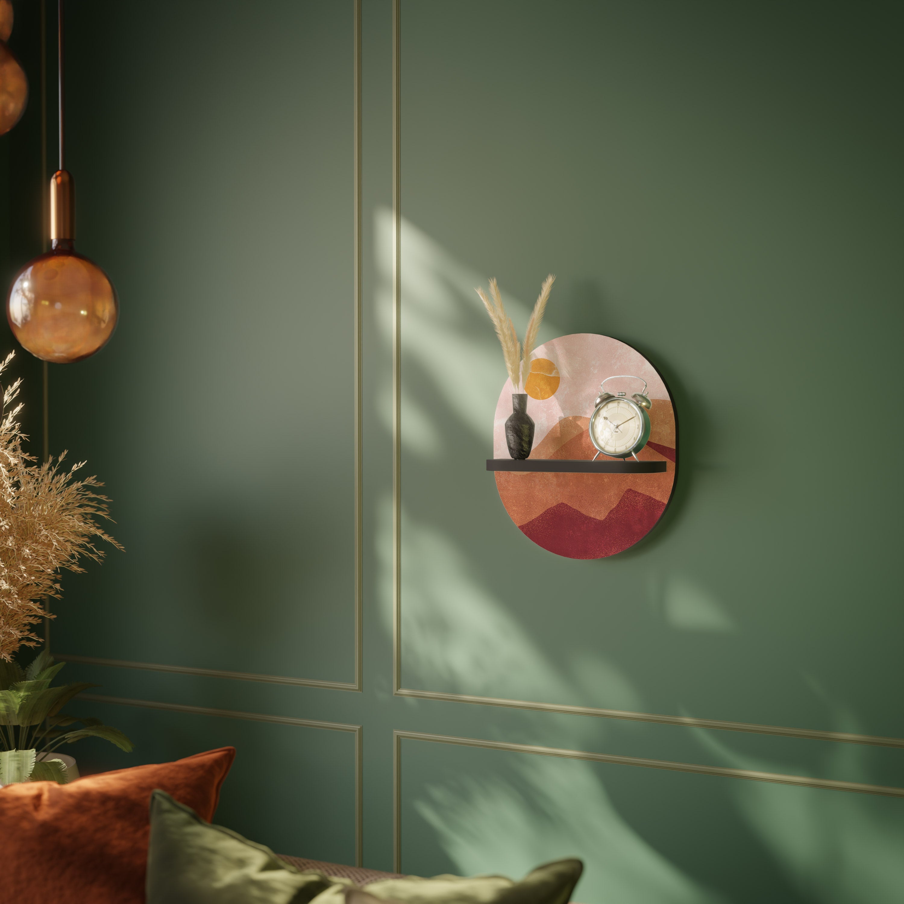 LUMINOUS SUNLIGHT Ovales Kunstregal in Schwarz