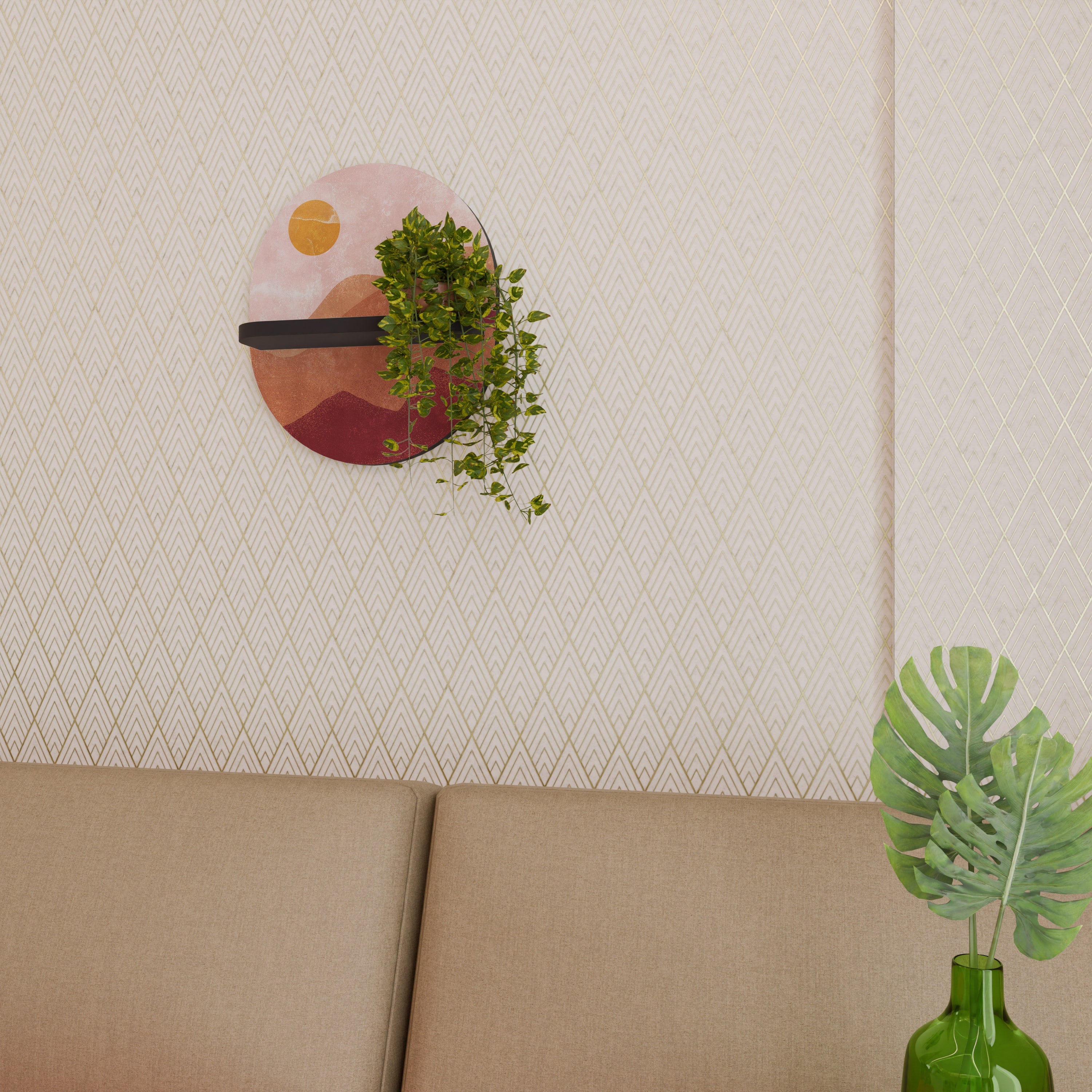 LUMINOUS SUNLIGHT Ovales Kunstregal in Schwarz