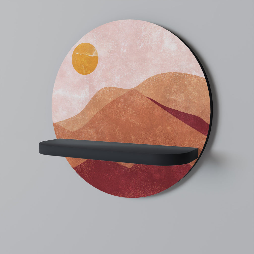 LUMINOUS SUNLIGHT Round Art Shelf In Black Finish