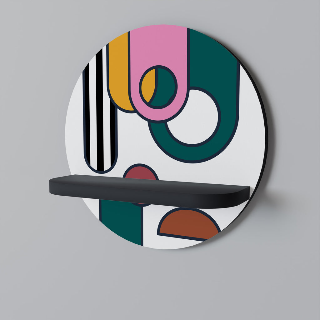 COOL STORY Round Art Shelf In Black Finish