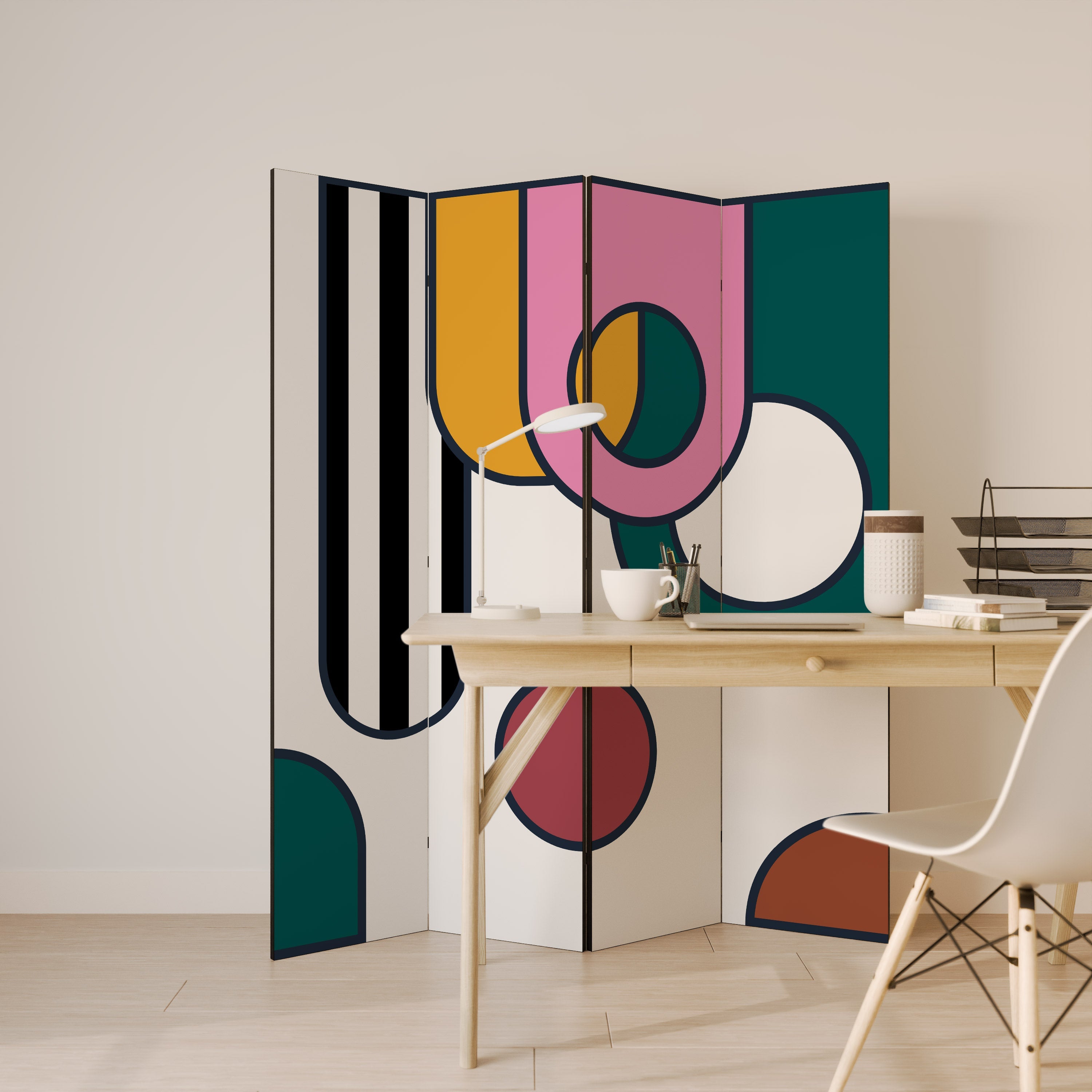 COOL STORY Dekorativer 4-teiliger Raumteiler