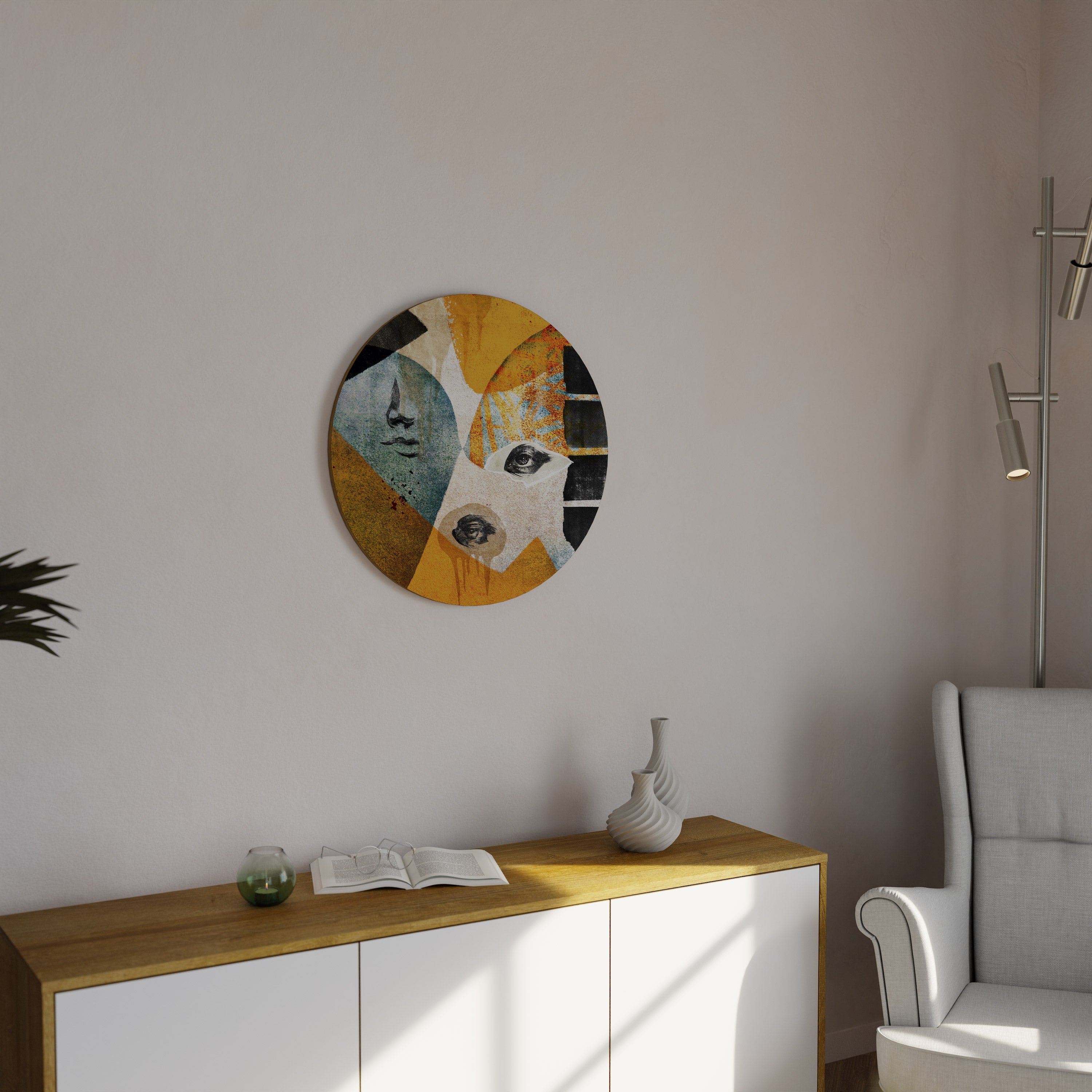 ABSTRAKTE GESICHTER Runde Wandkunst