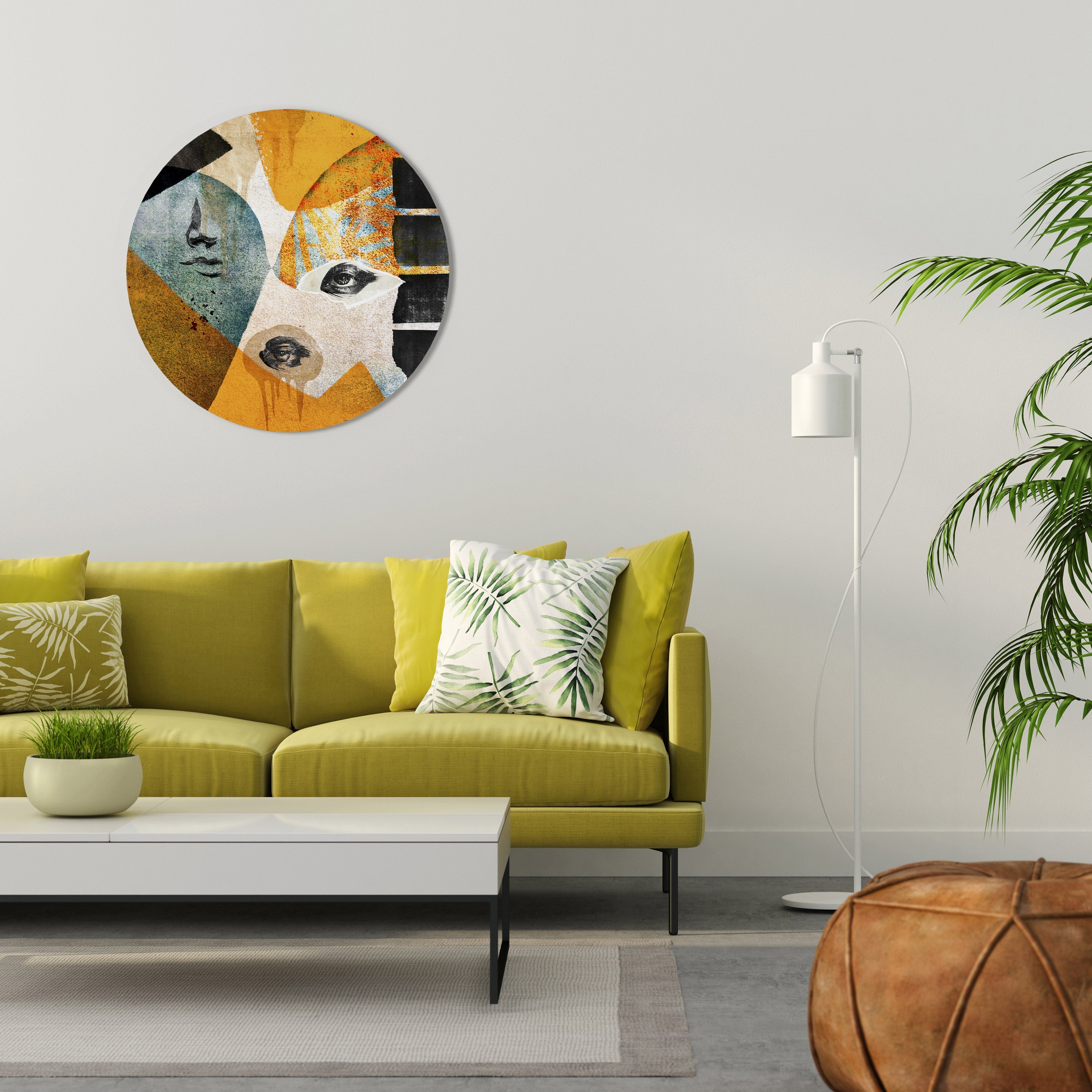 ABSTRAKTE GESICHTER Runde Wandkunst