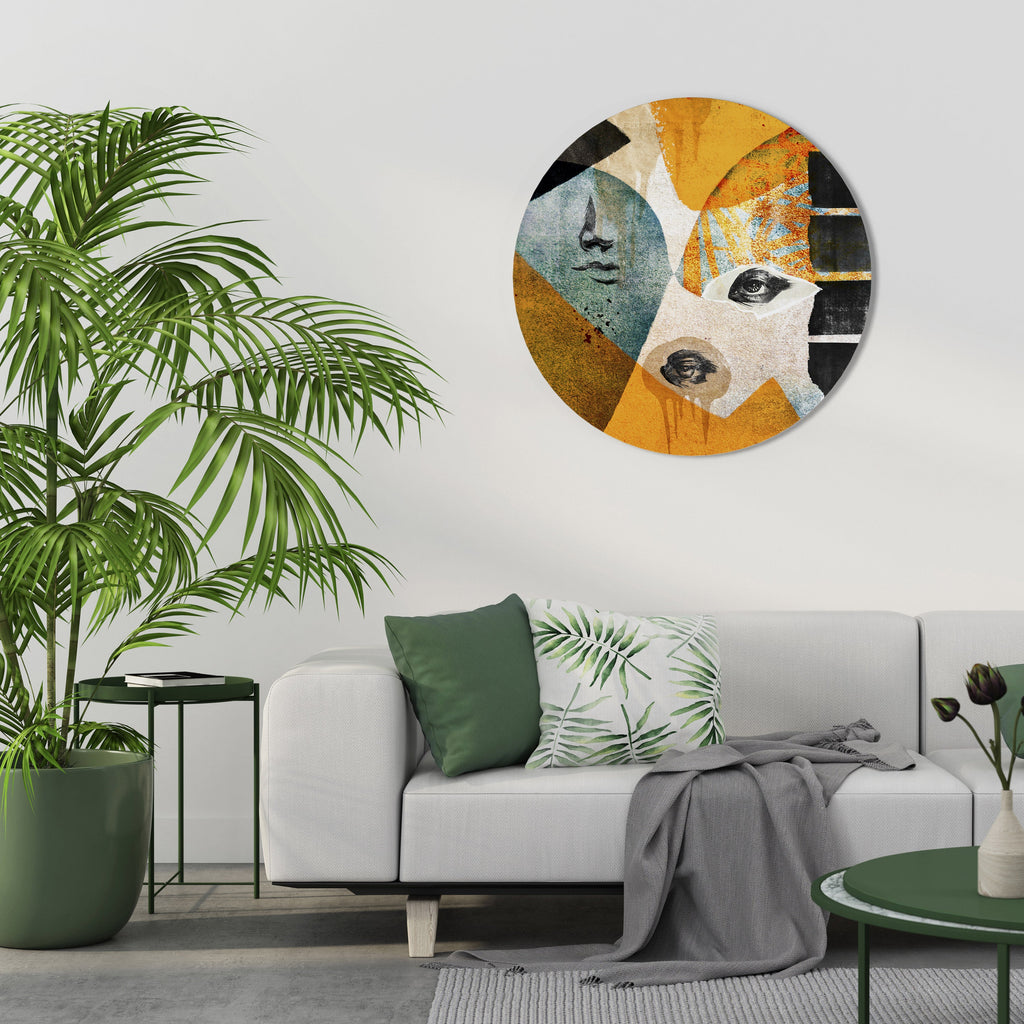 ABSTRAKTE GESICHTER Runde Wandkunst