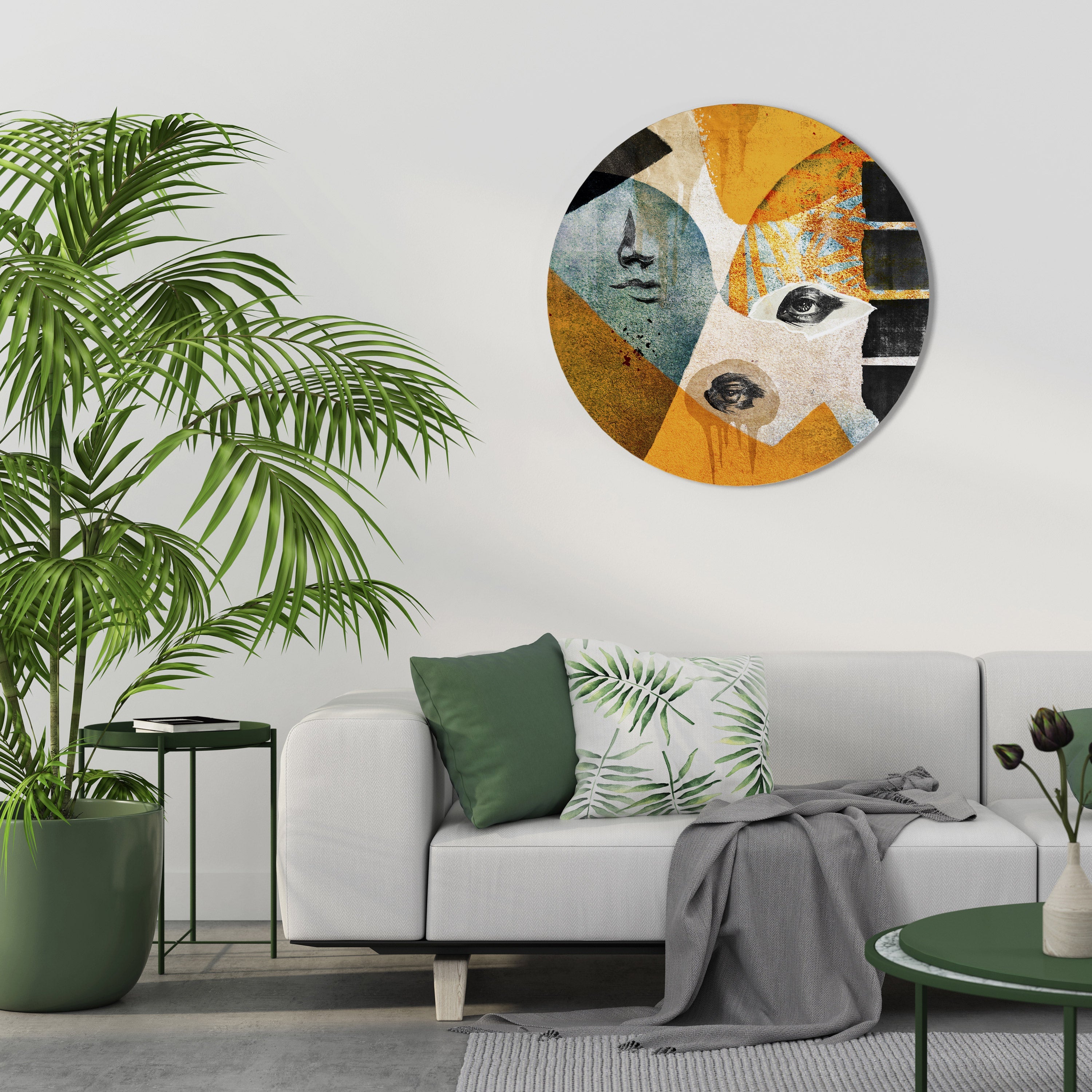 ABSTRAKTE GESICHTER Runde Wandkunst