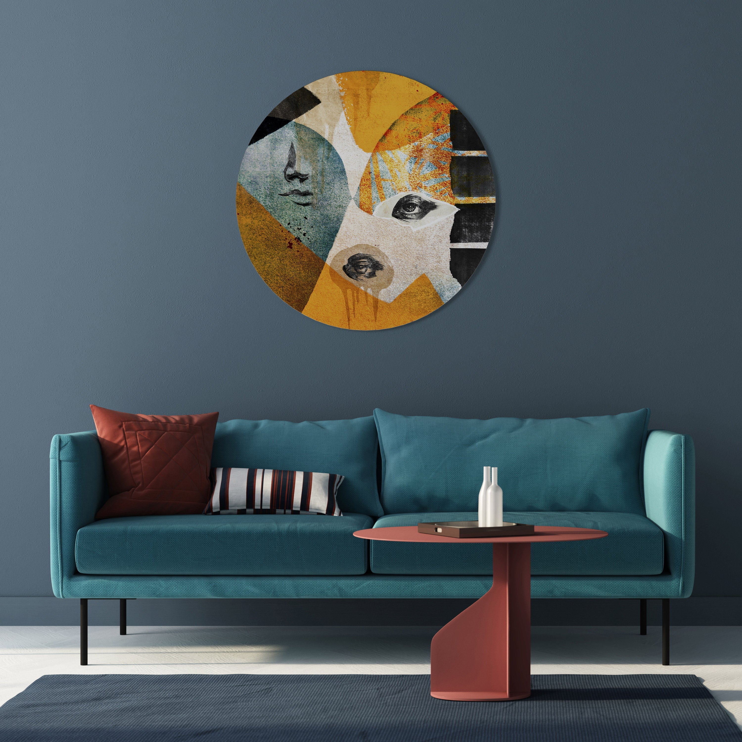 ABSTRAKTE GESICHTER Runde Wandkunst