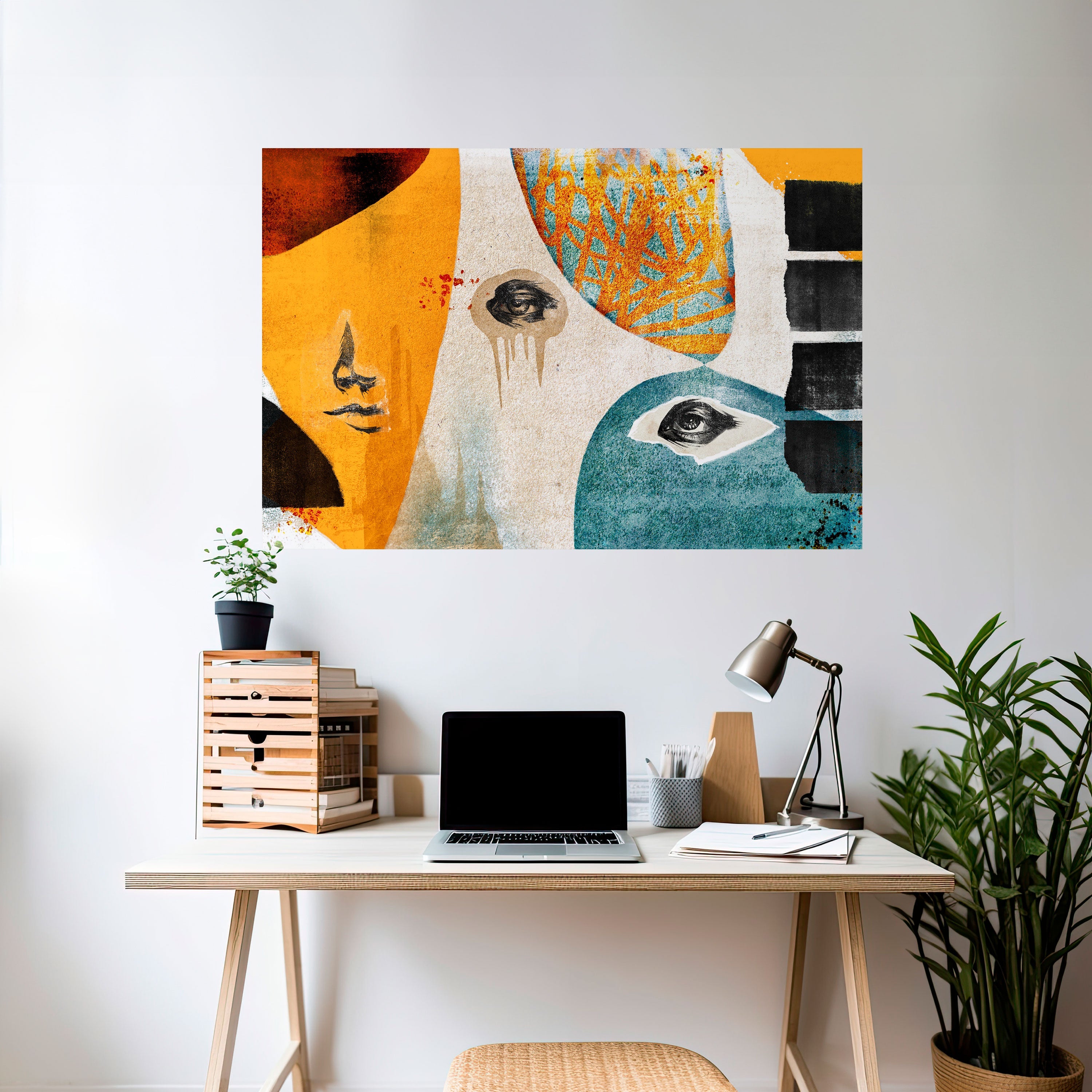 ABSTRAKTE GESICHTER Horizontales Poster zum Abziehen und Aufkleben