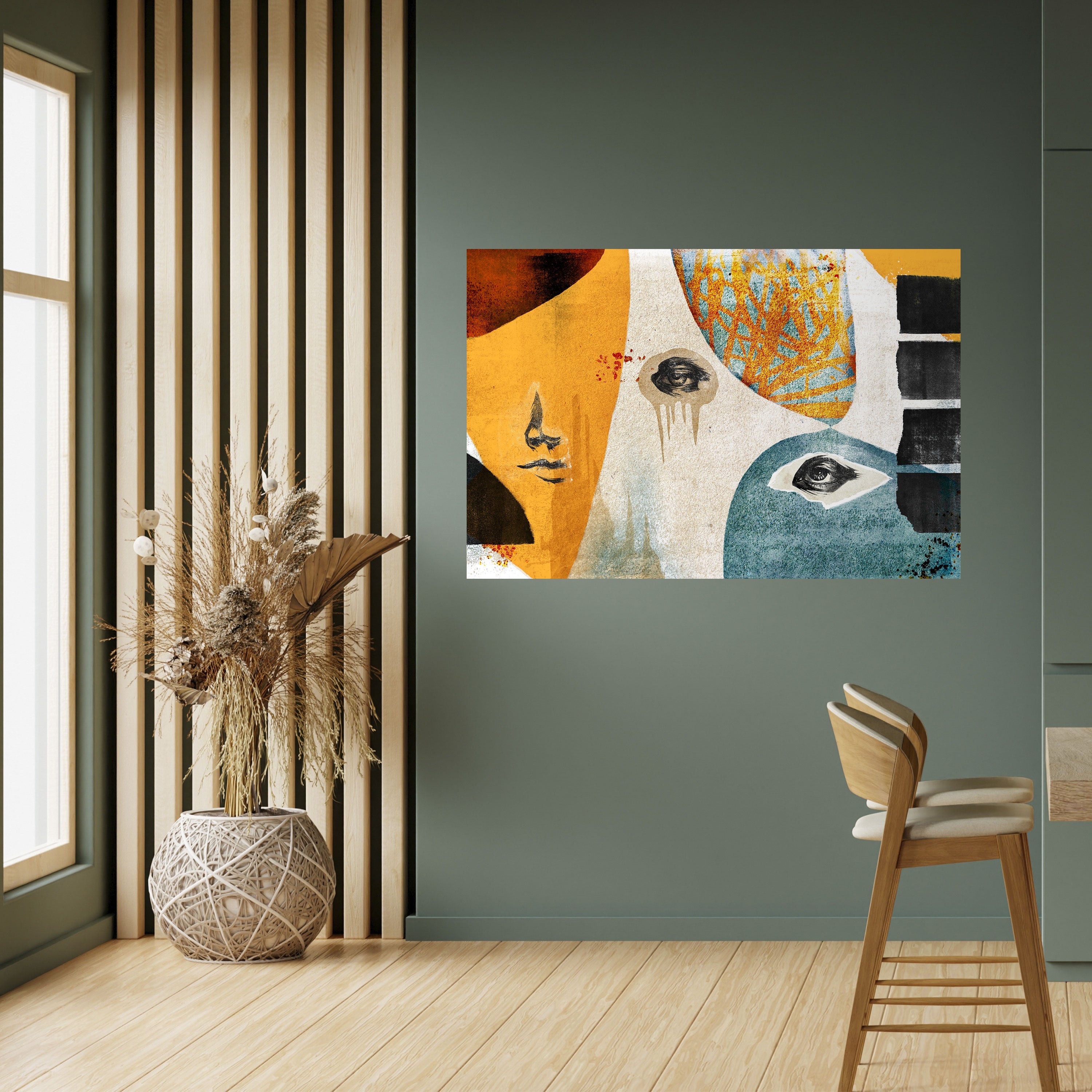 ABSTRAKTE GESICHTER Horizontales Poster zum Abziehen und Aufkleben