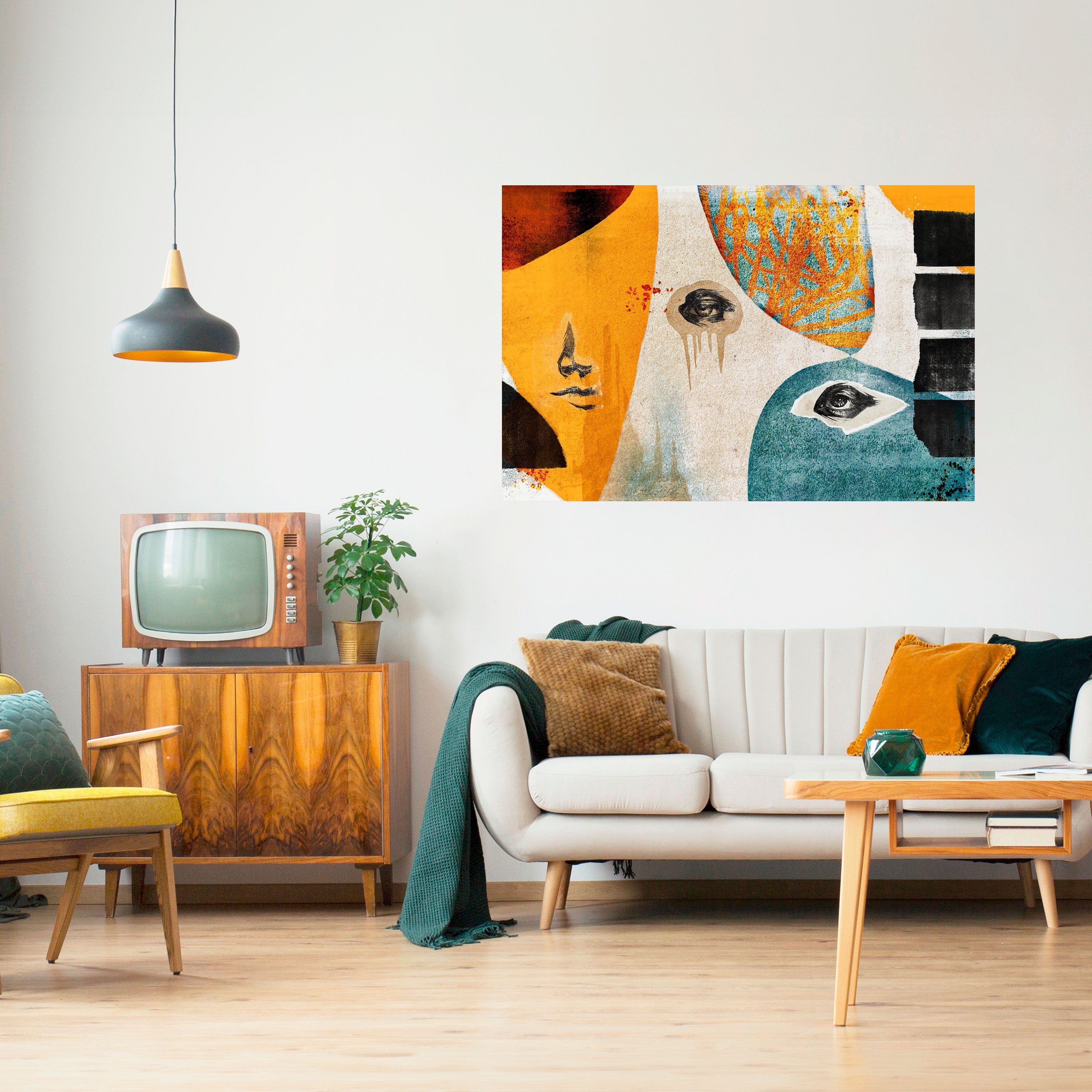 ABSTRAKTE GESICHTER Horizontales Poster zum Abziehen und Aufkleben