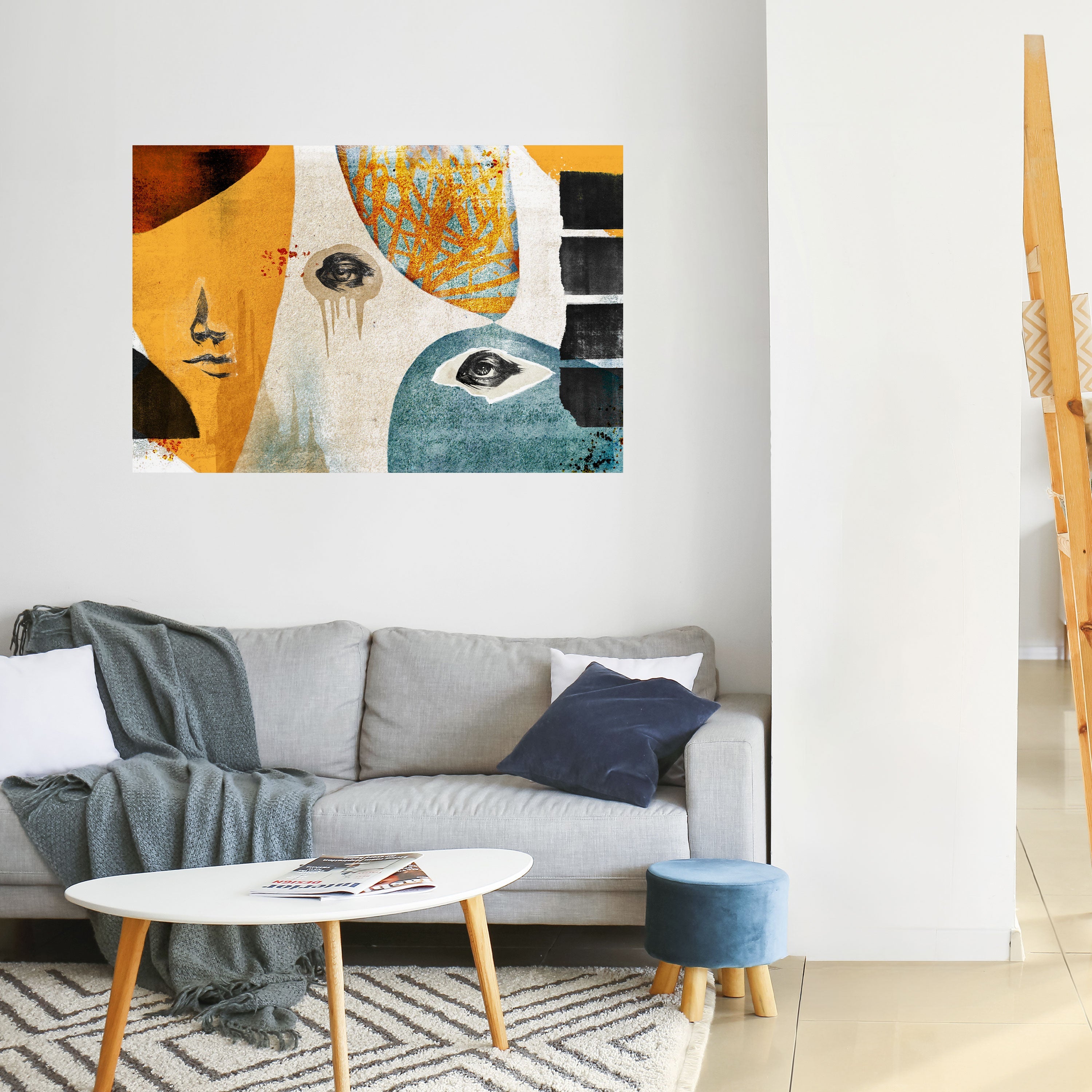 ABSTRAKTE GESICHTER Horizontales Poster zum Abziehen und Aufkleben