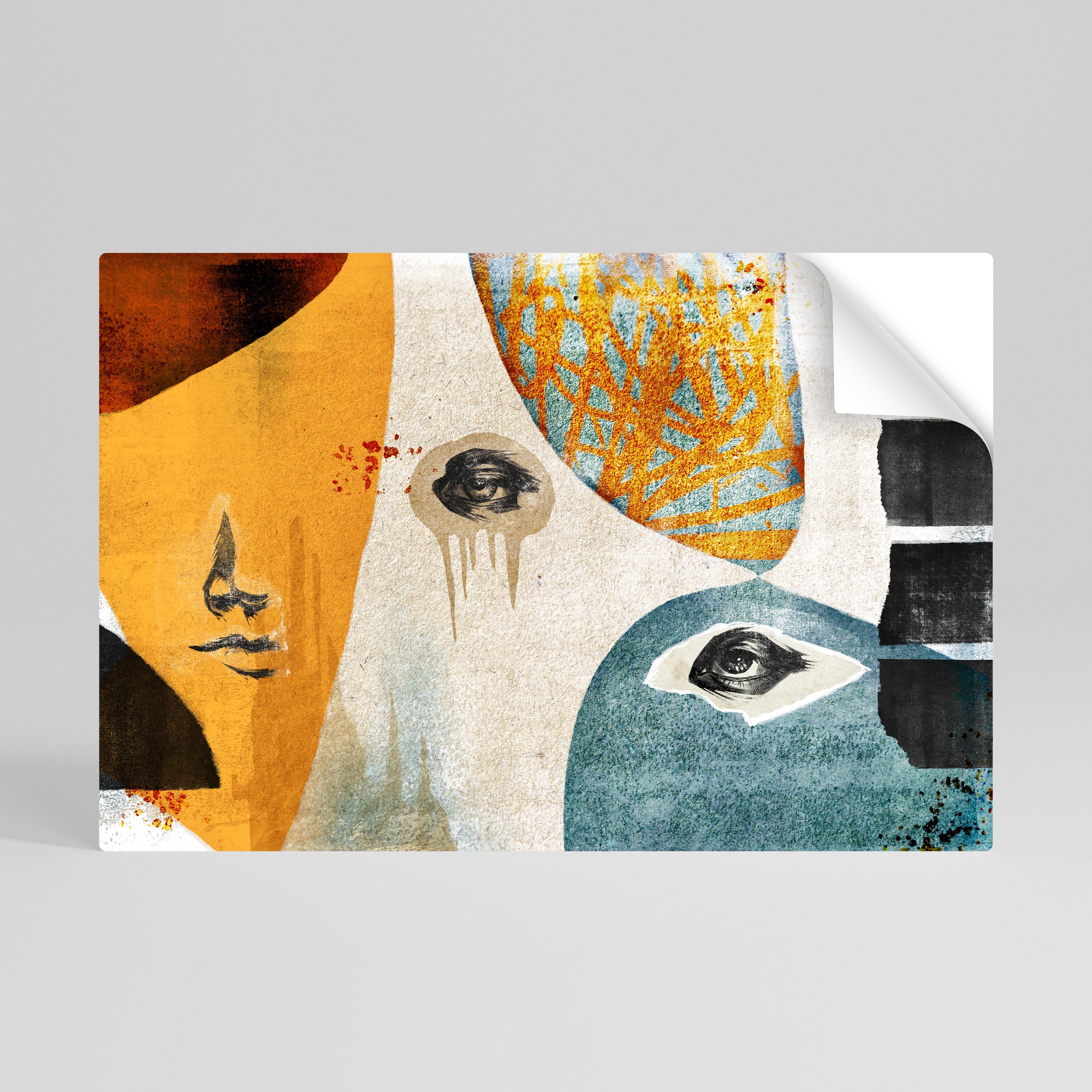 ABSTRAKTE GESICHTER Horizontales Poster zum Abziehen und Aufkleben