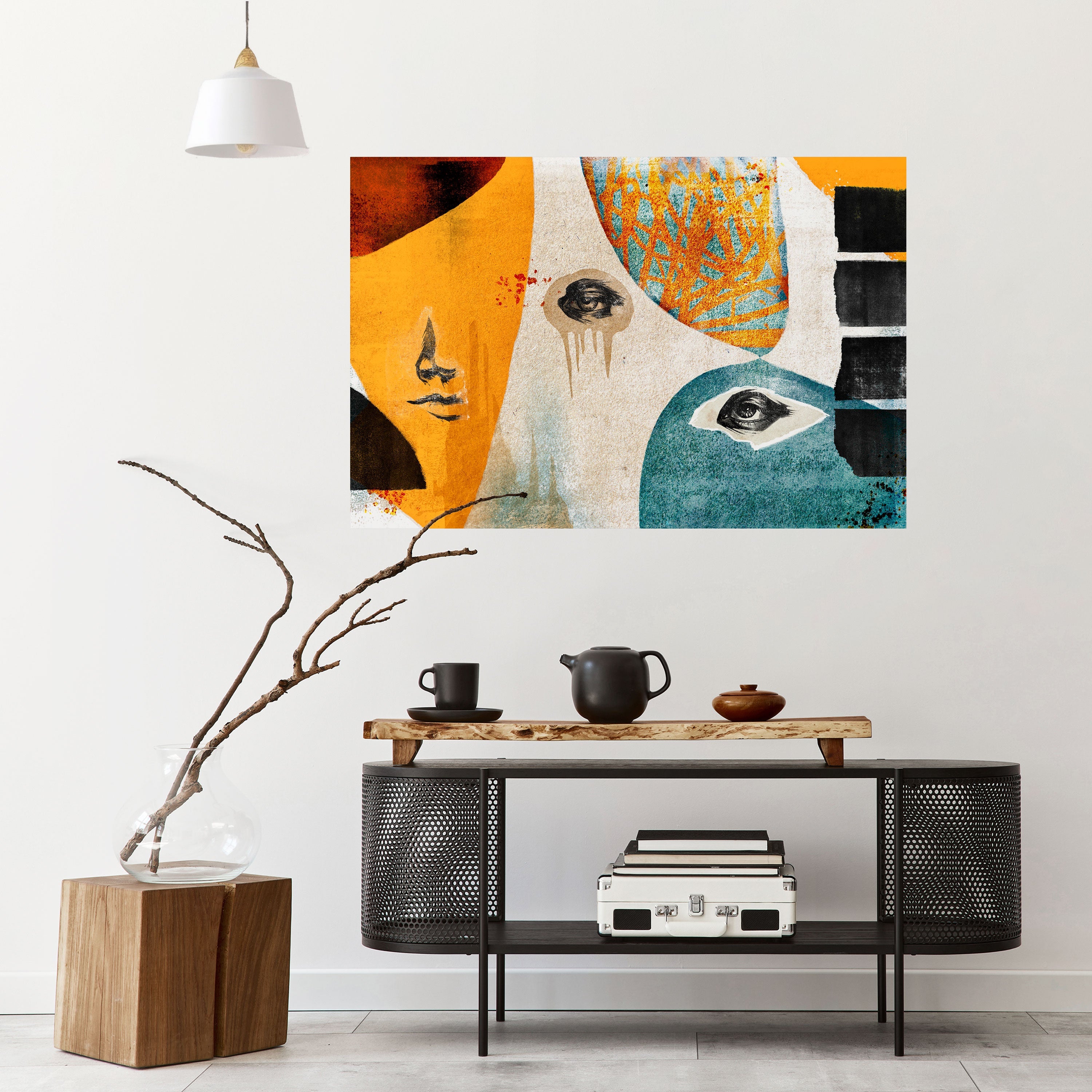 ABSTRAKTE GESICHTER Horizontales Poster zum Abziehen und Aufkleben
