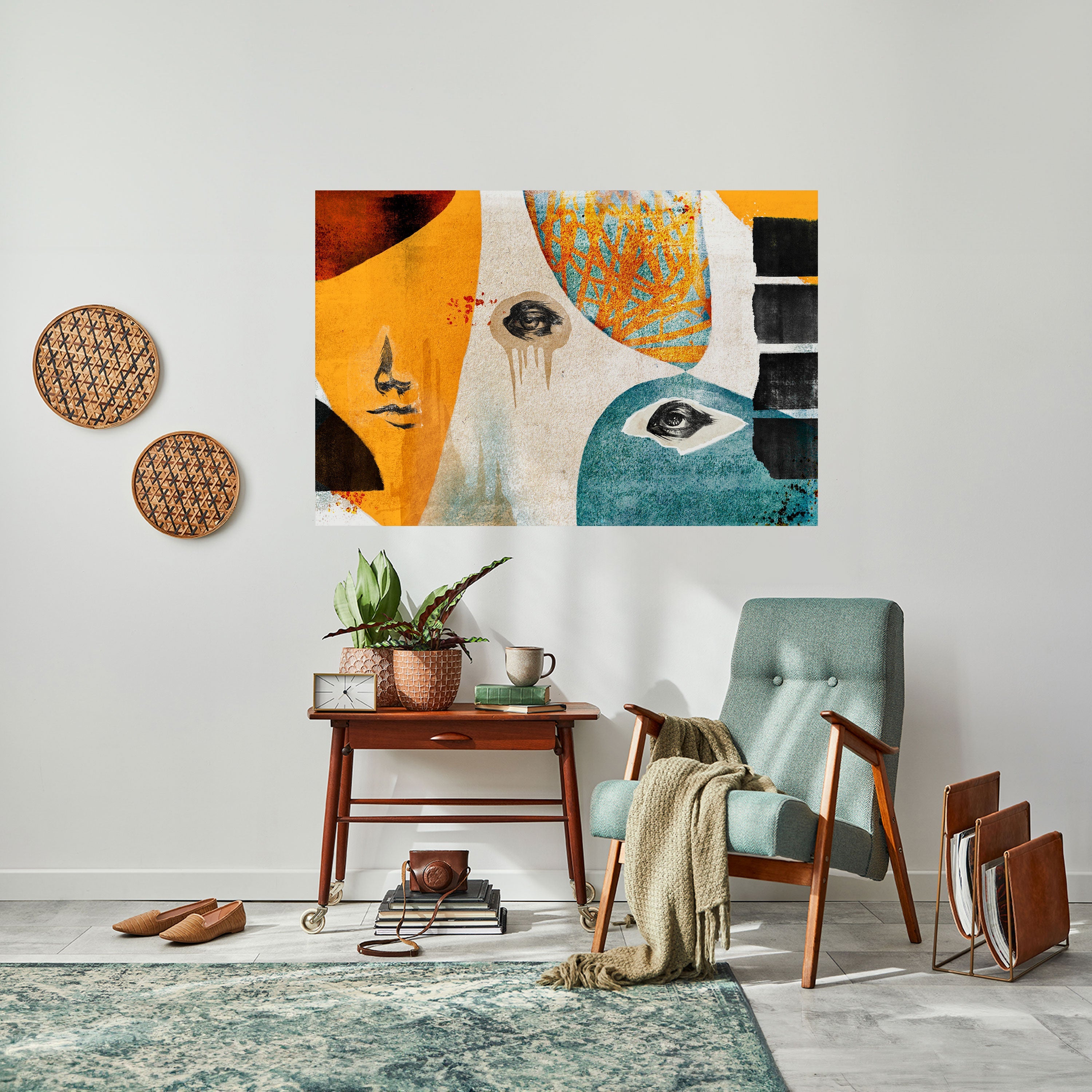 ABSTRAKTE GESICHTER Horizontales Poster zum Abziehen und Aufkleben