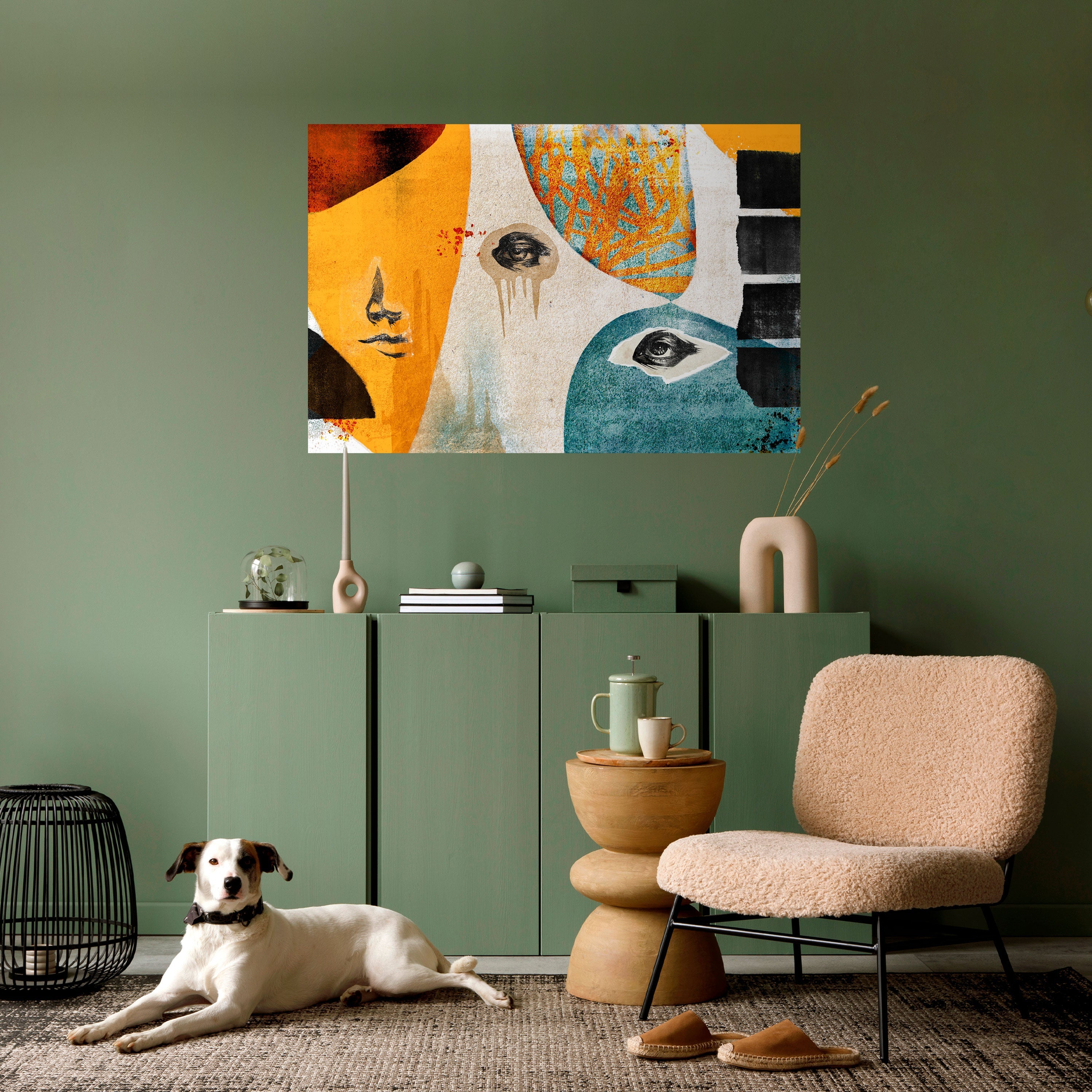 ABSTRAKTE GESICHTER Horizontales Poster zum Abziehen und Aufkleben