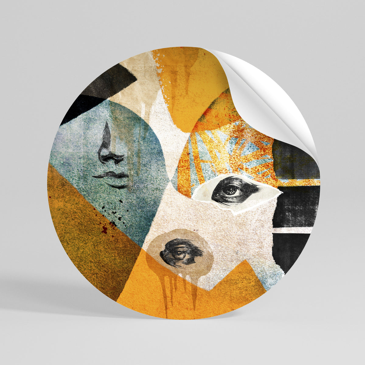 ABSTRACT FACES Runder Wandsticker zum Abziehen und Aufkleben