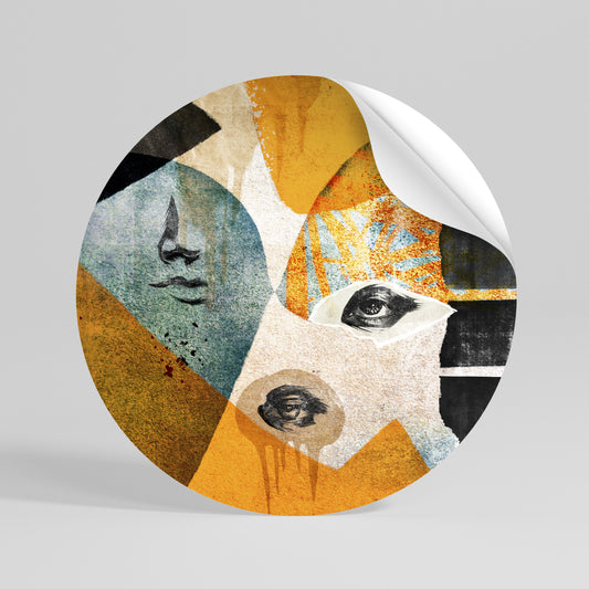 ABSTRACT FACES Runder Wandsticker zum Abziehen und Aufkleben