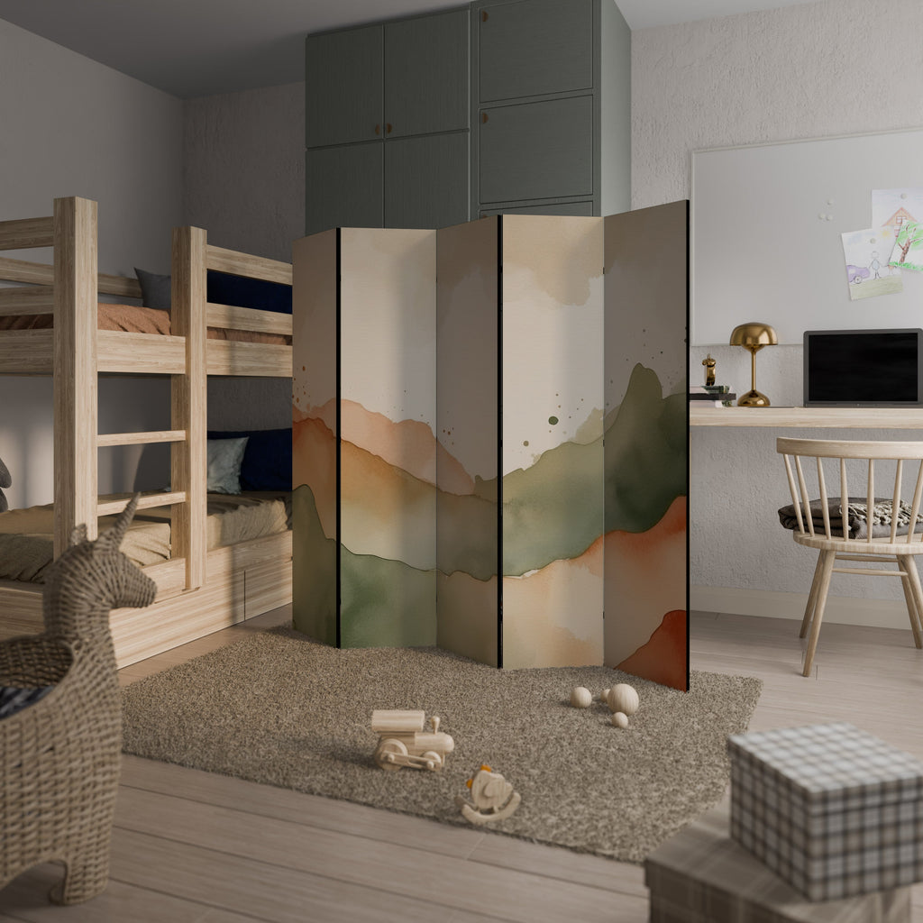 WATERCOLOUR PEAKS Decorative 5-Panel Room Divider