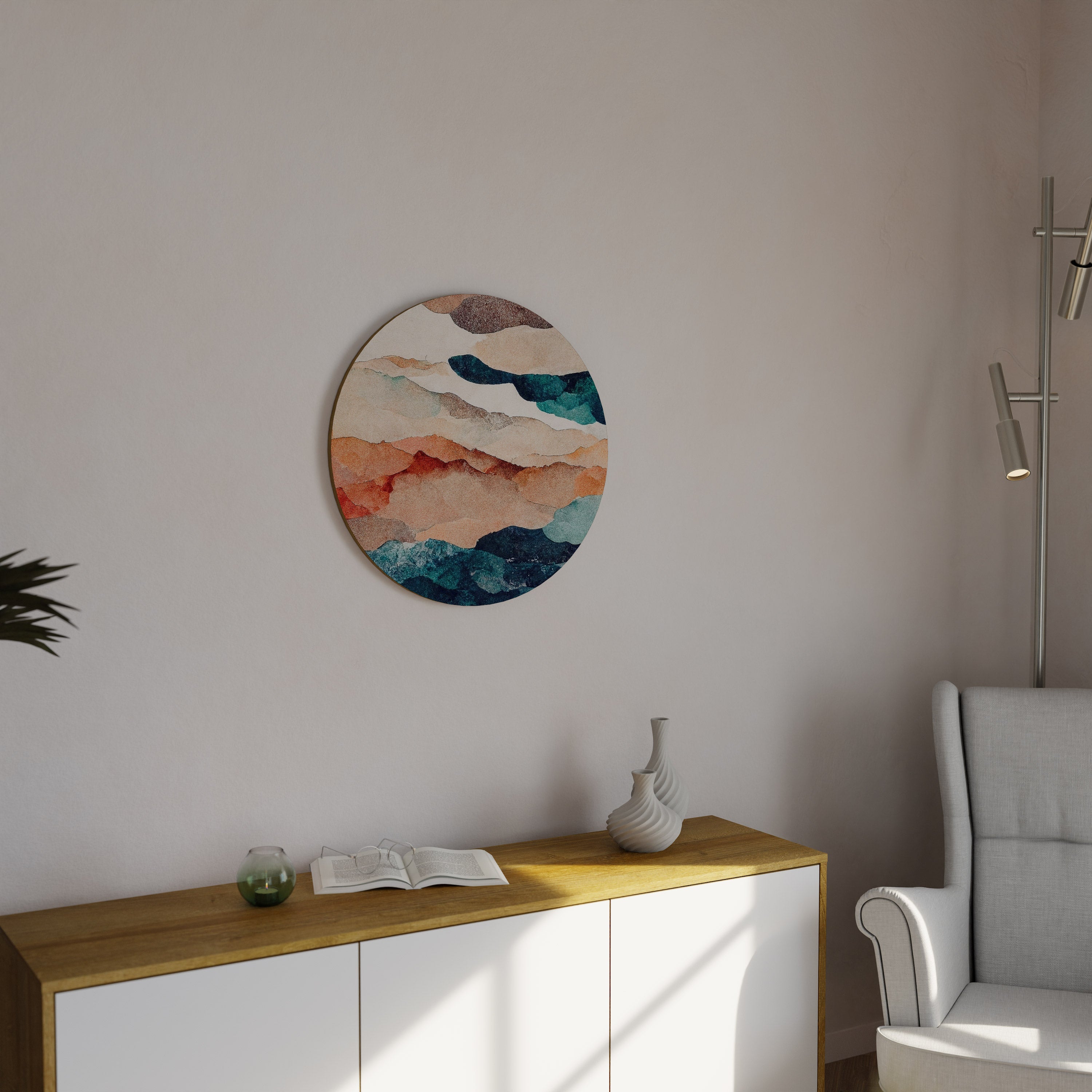 ABSTRAKTE LANDSCHAFT Runde Wandkunst