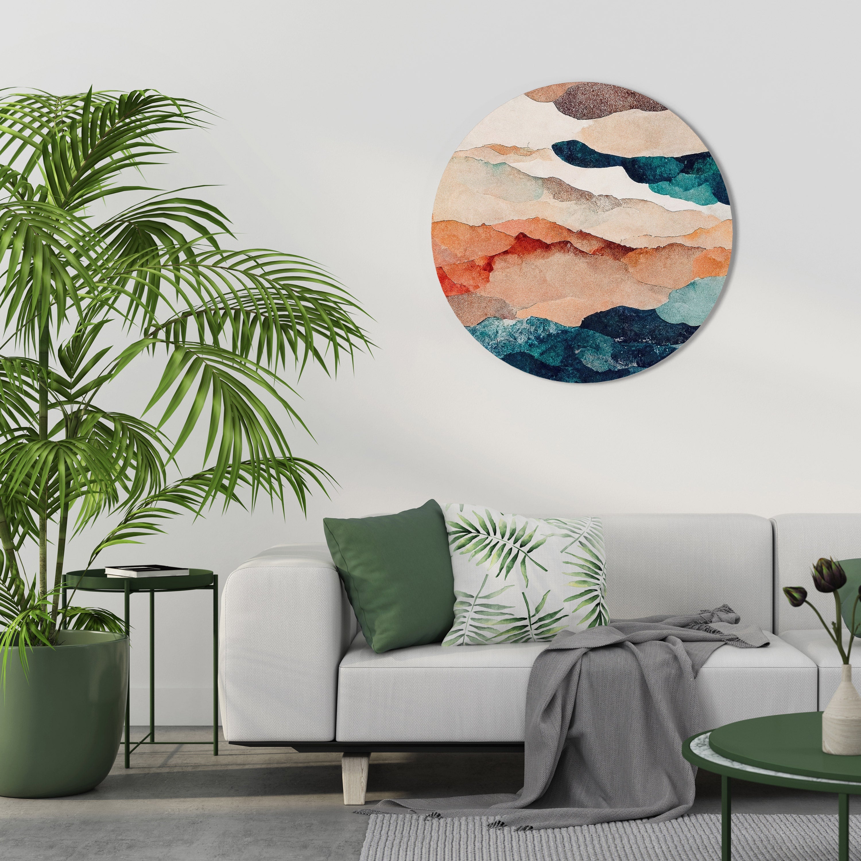 ABSTRAKTE LANDSCHAFT Runde Wandkunst