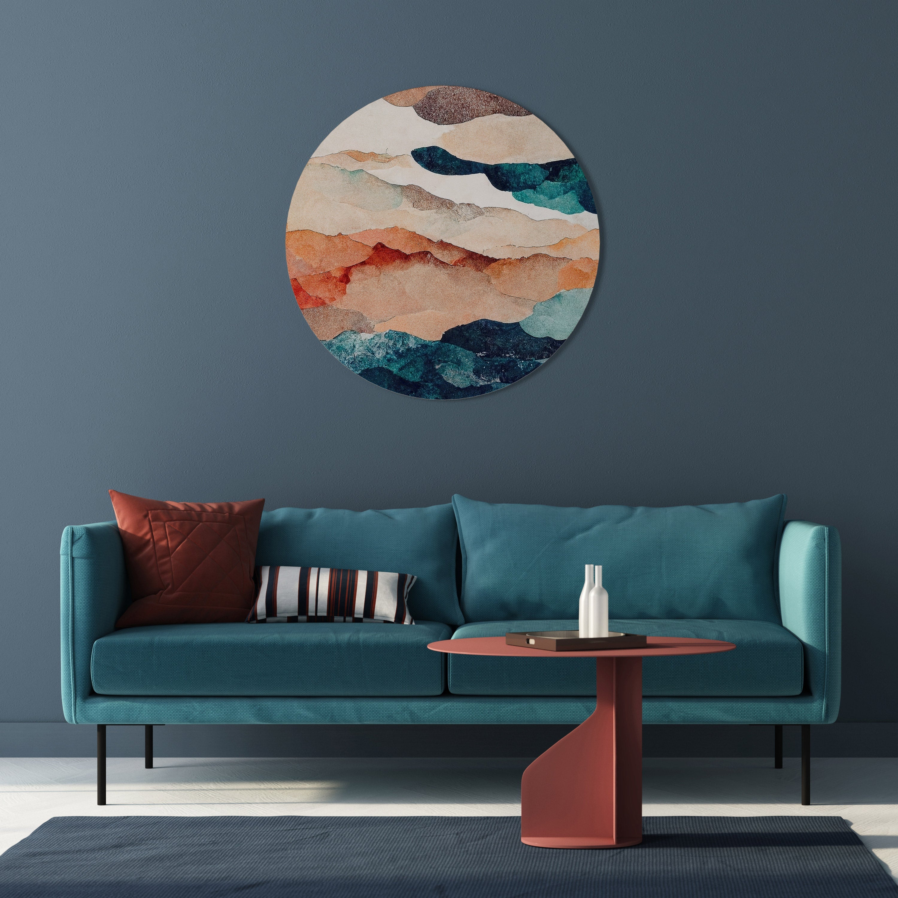 ABSTRAKTE LANDSCHAFT Runde Wandkunst