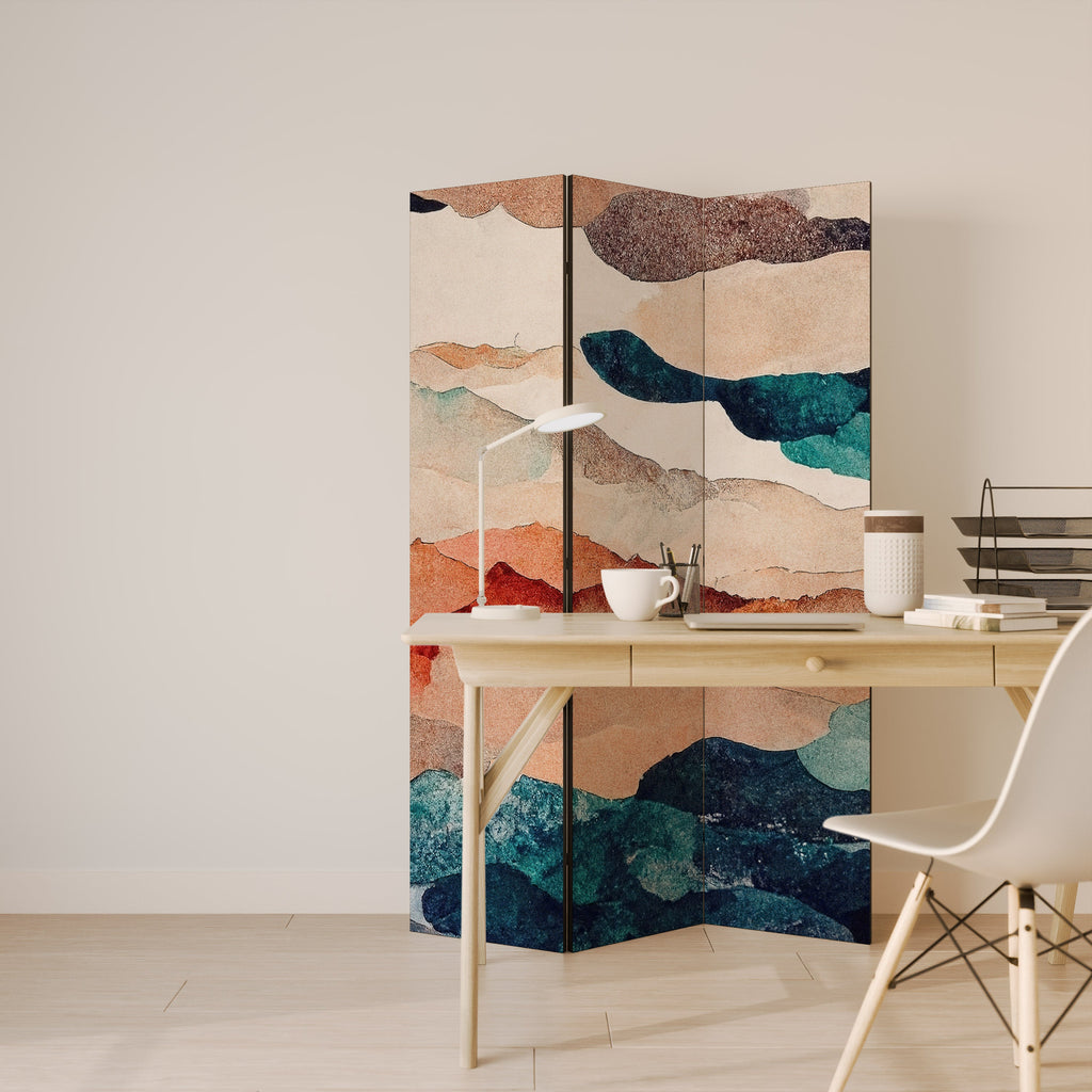 Dekorativer 3-teiliger Raumteiler „ABSTRACT LANDSCAPE“