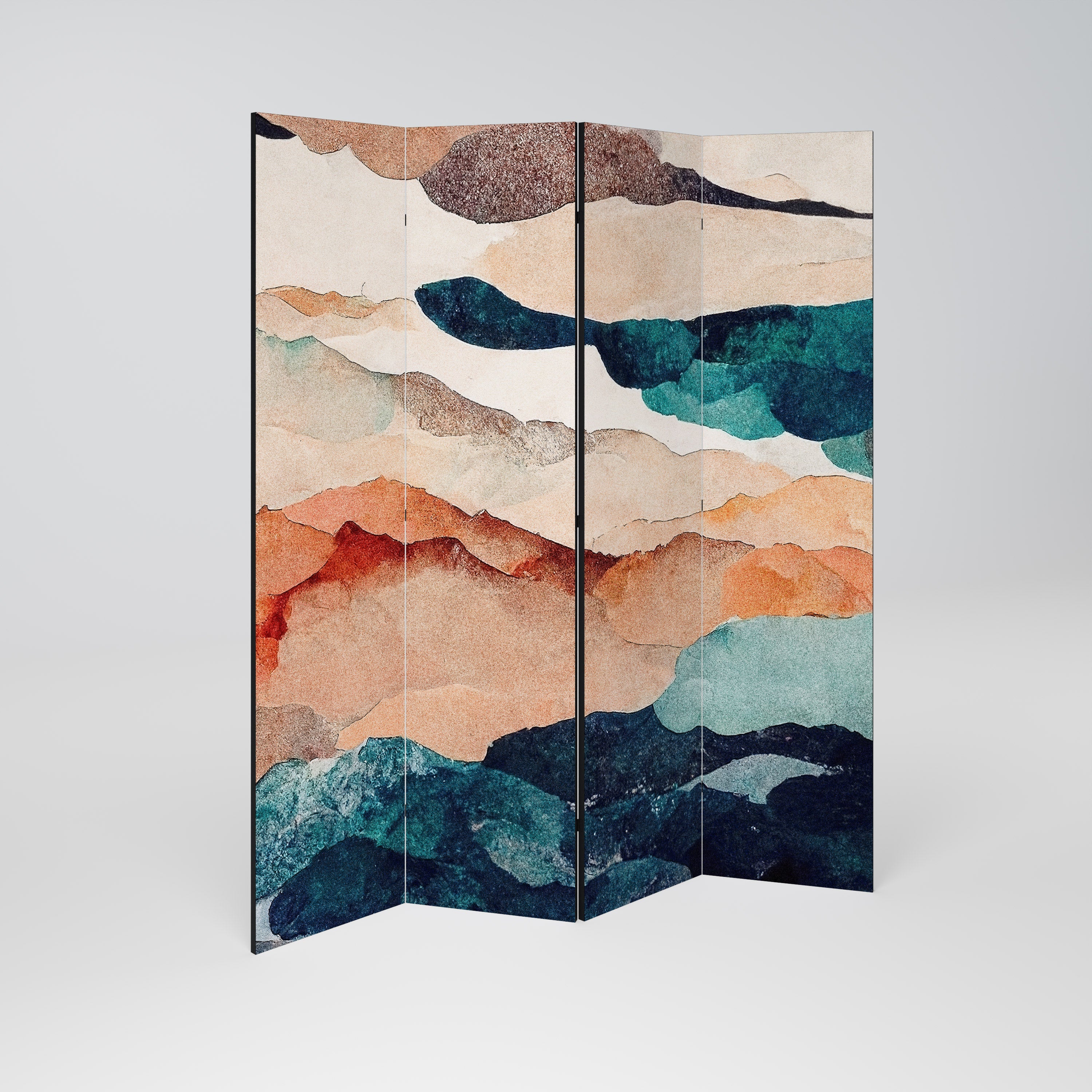 Dekorativer 4-teiliger Raumteiler „ABSTRACT LANDSCAPE“