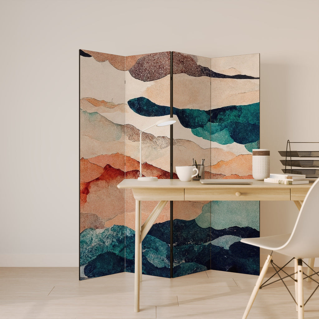 Dekorativer 4-teiliger Raumteiler „ABSTRACT LANDSCAPE“