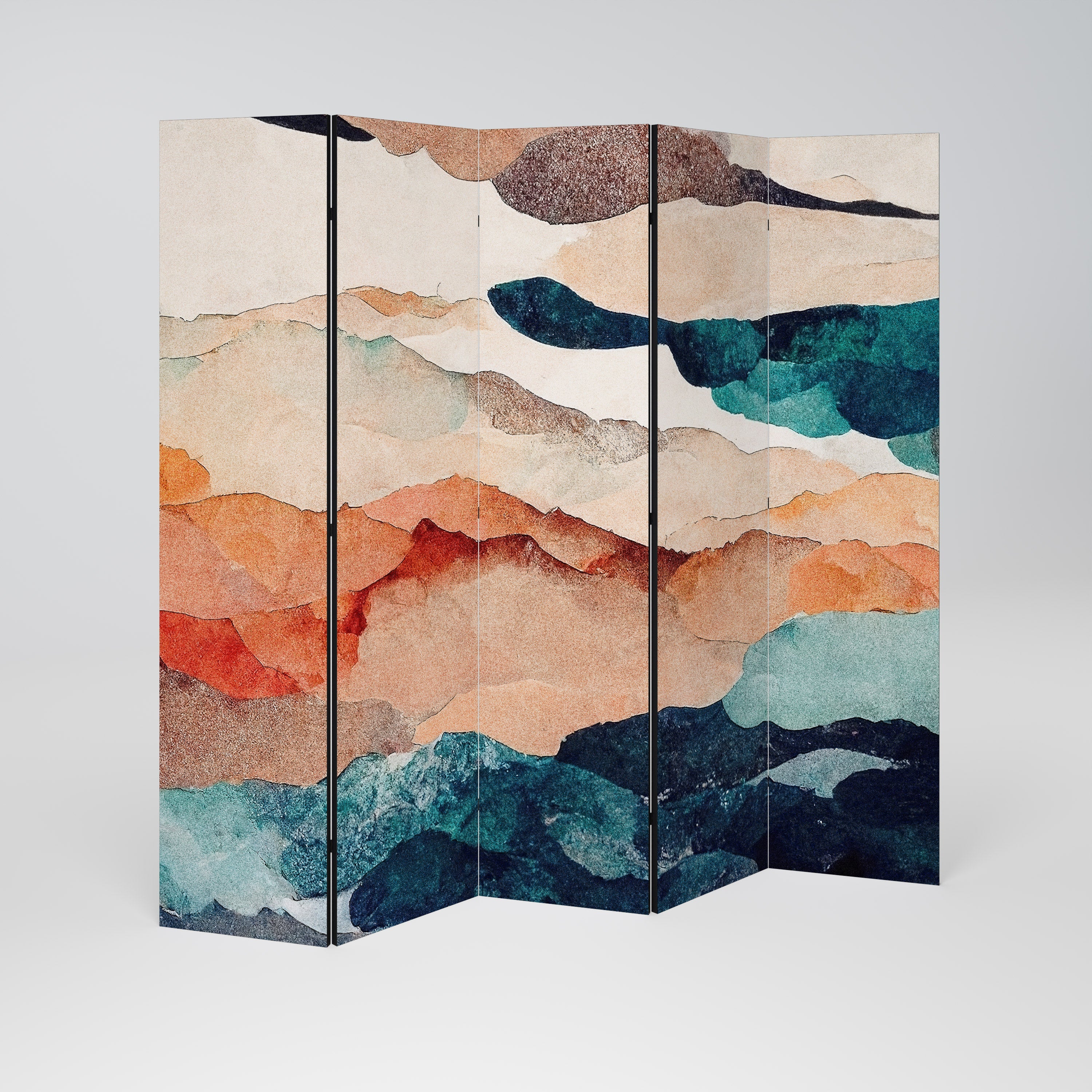 Dekorativer 5-teiliger Raumteiler ABSTRACT LANDSCAPE