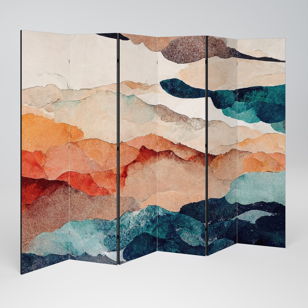 Dekorativer Raumteiler ABSTRACT LANDSCAPE mit 6 Paneelen