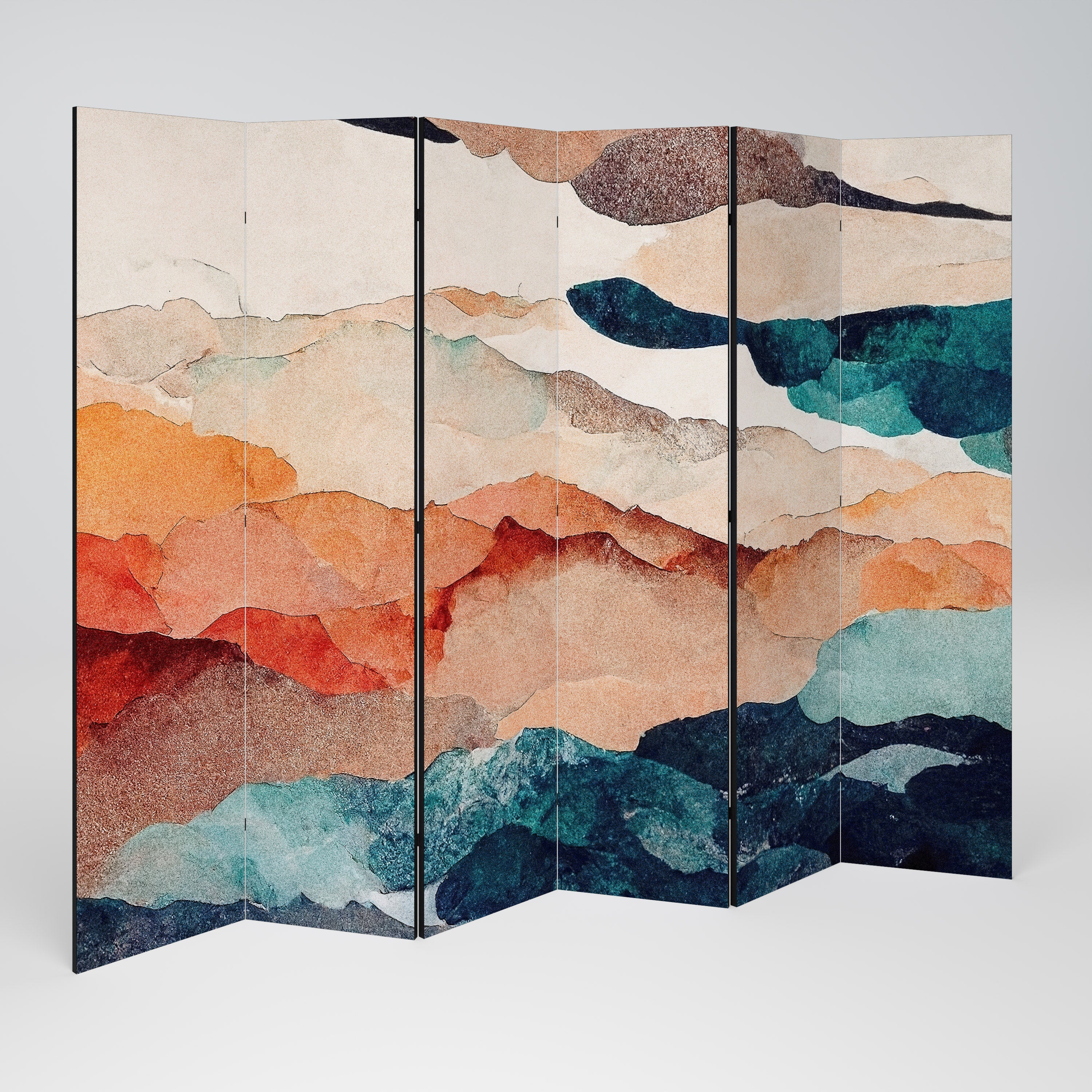 Dekorativer Raumteiler ABSTRACT LANDSCAPE mit 6 Paneelen