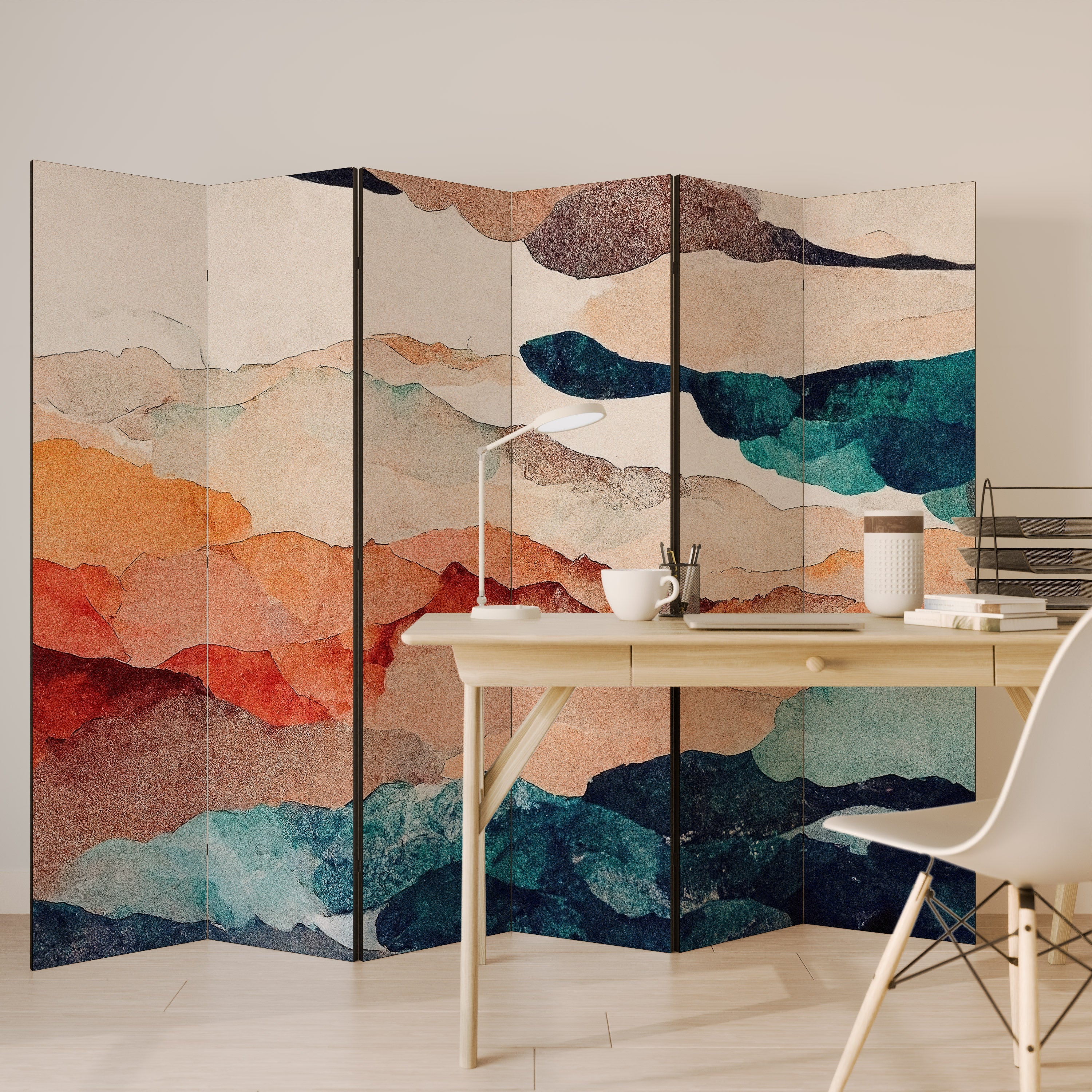 Dekorativer Raumteiler ABSTRACT LANDSCAPE mit 6 Paneelen