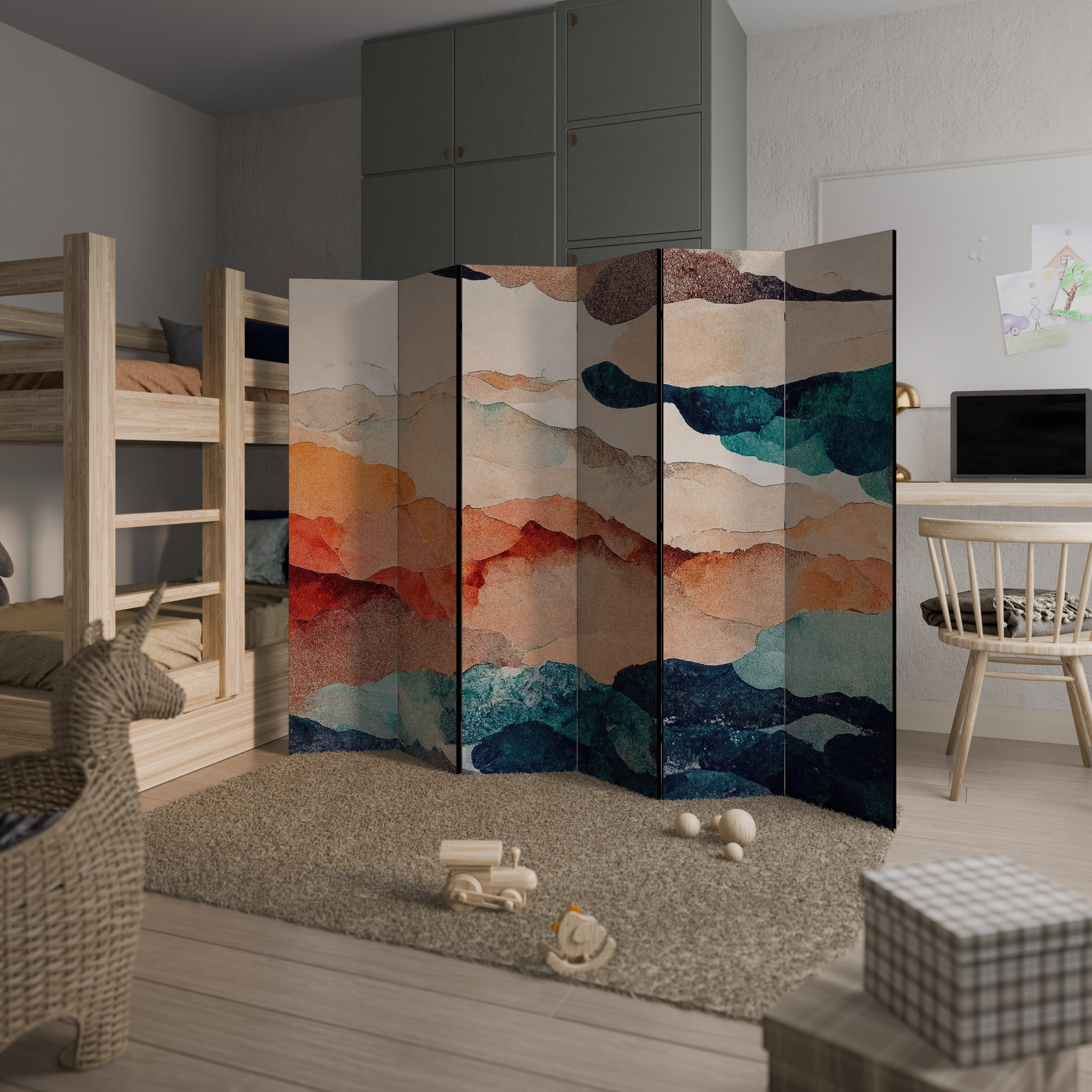 Dekorativer Raumteiler ABSTRACT LANDSCAPE mit 6 Paneelen