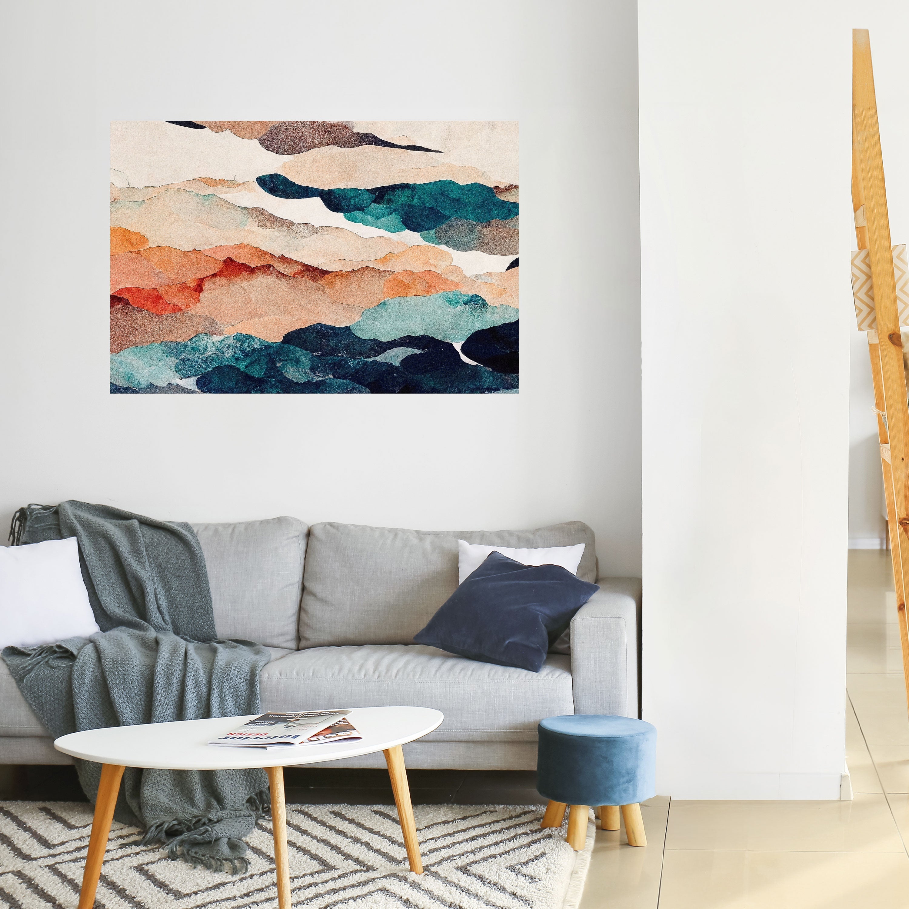 ABSTRAKTE LANDSCHAFT Horizontales Poster zum Abziehen und Aufkleben