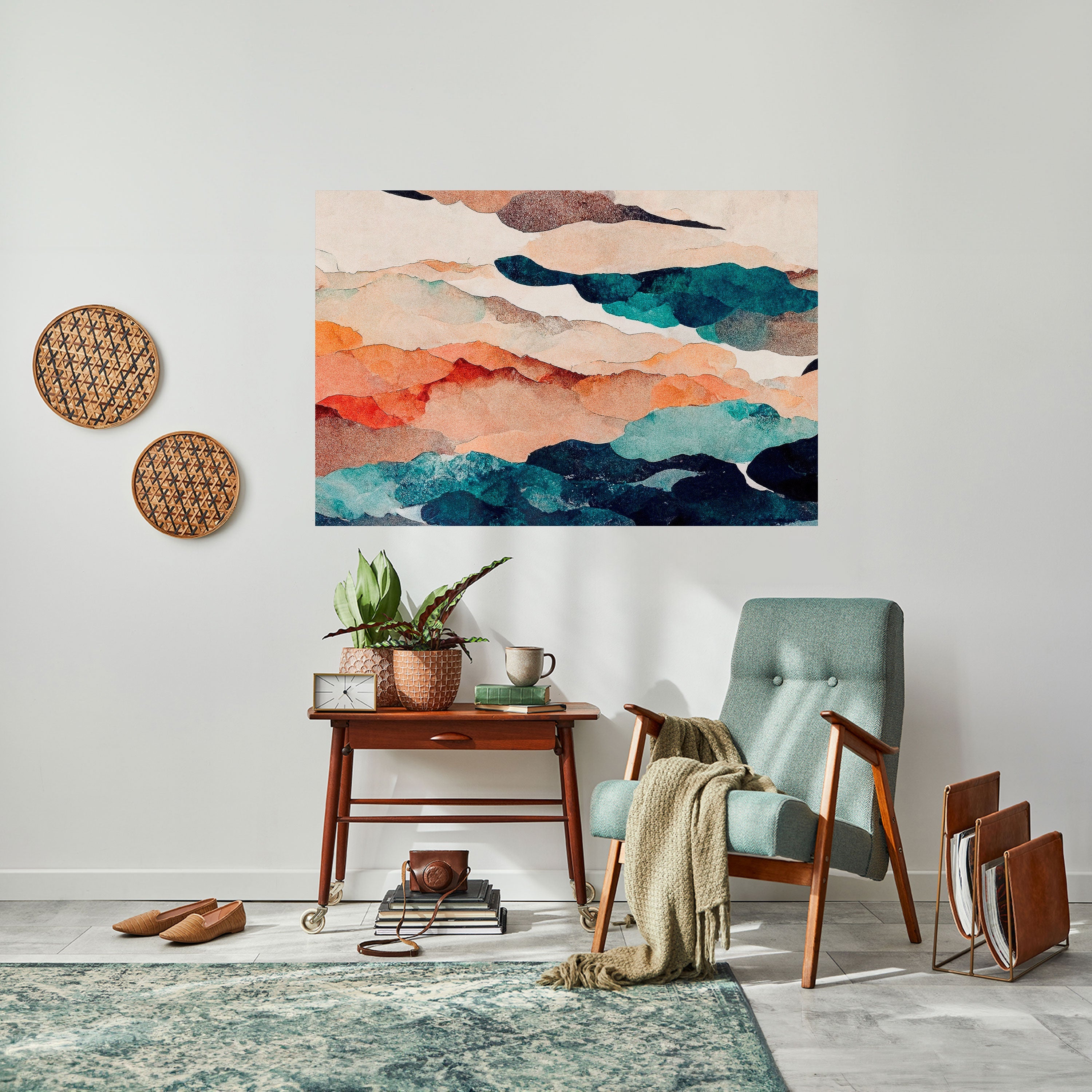 ABSTRAKTE LANDSCHAFT Horizontales Poster zum Abziehen und Aufkleben