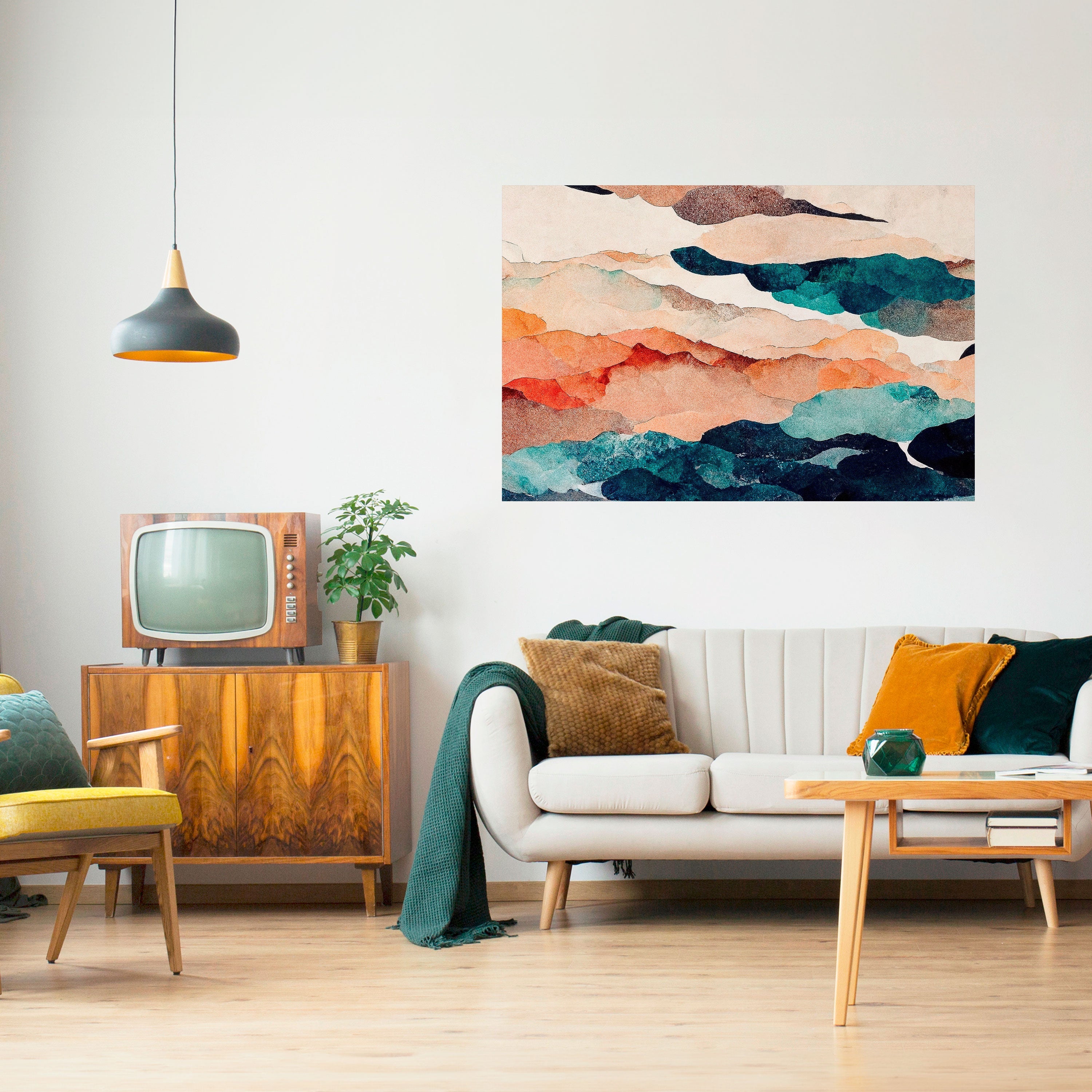 ABSTRAKTE LANDSCHAFT Horizontales Poster zum Abziehen und Aufkleben