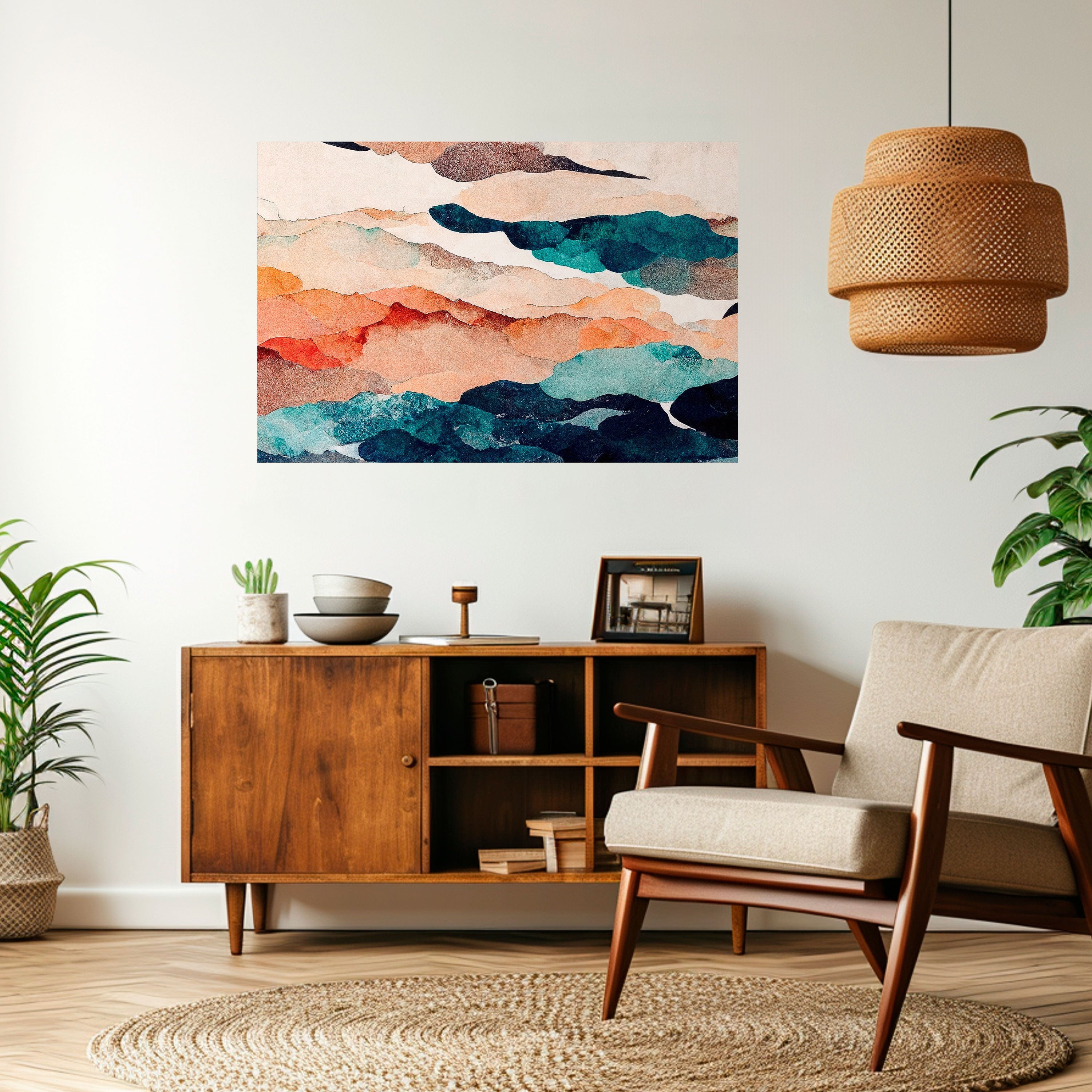 ABSTRAKTE LANDSCHAFT Horizontales Poster zum Abziehen und Aufkleben