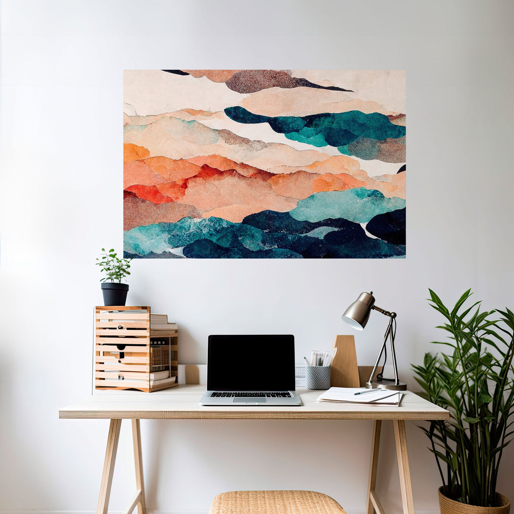 ABSTRAKTE LANDSCHAFT Horizontales Poster zum Abziehen und Aufkleben
