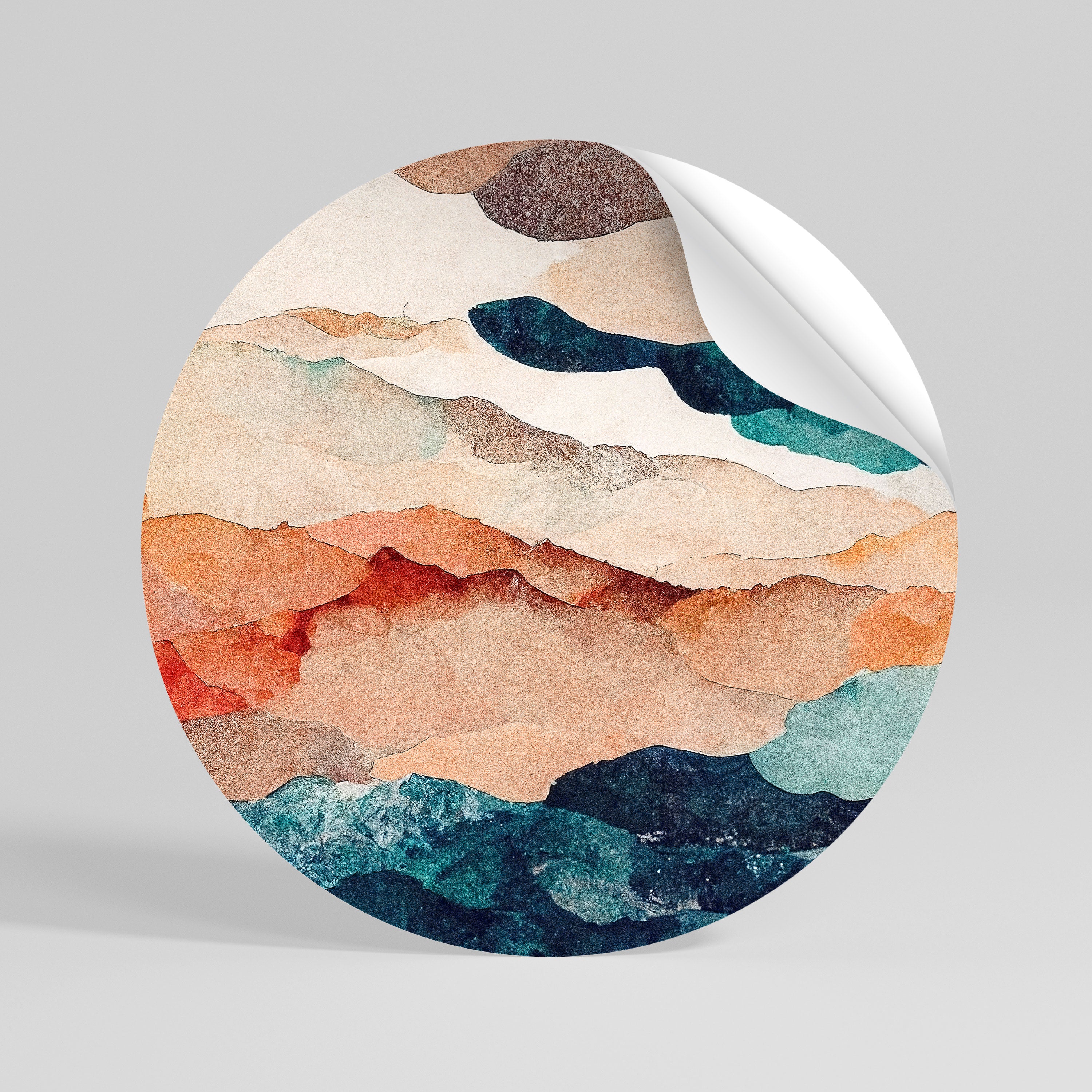 ABSTRACT LANDSCAPE Runder Wandsticker zum Abziehen und Aufkleben