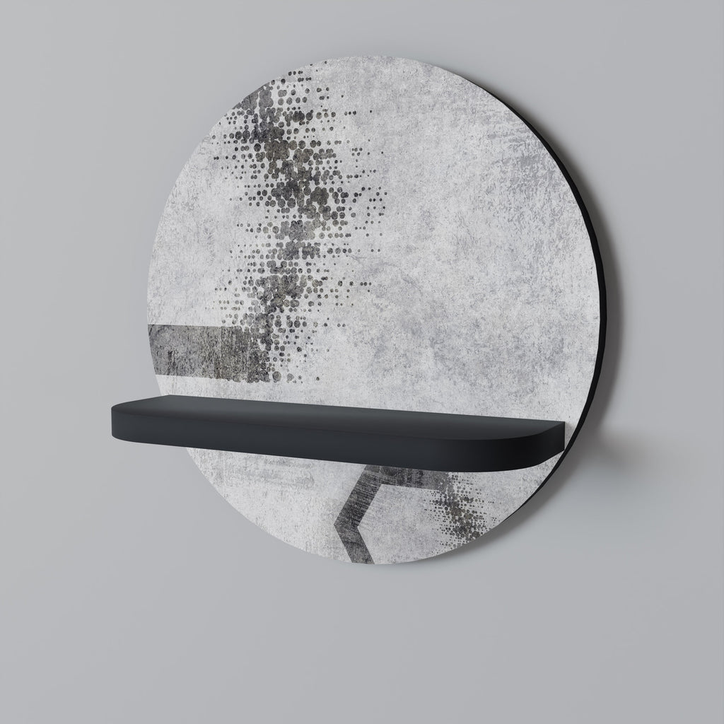 HEXAGONAL FIGURES Round Art Shelf In Black Finish