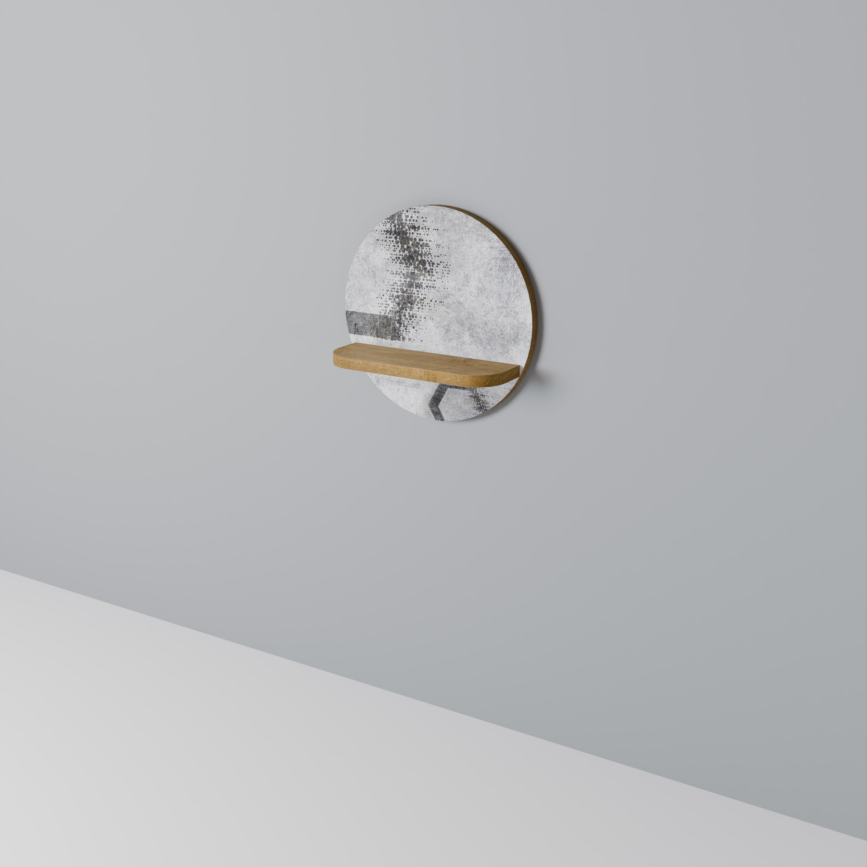 HEXAGONAL FIGURES Rundes Kunstregal in Eiche-Optik