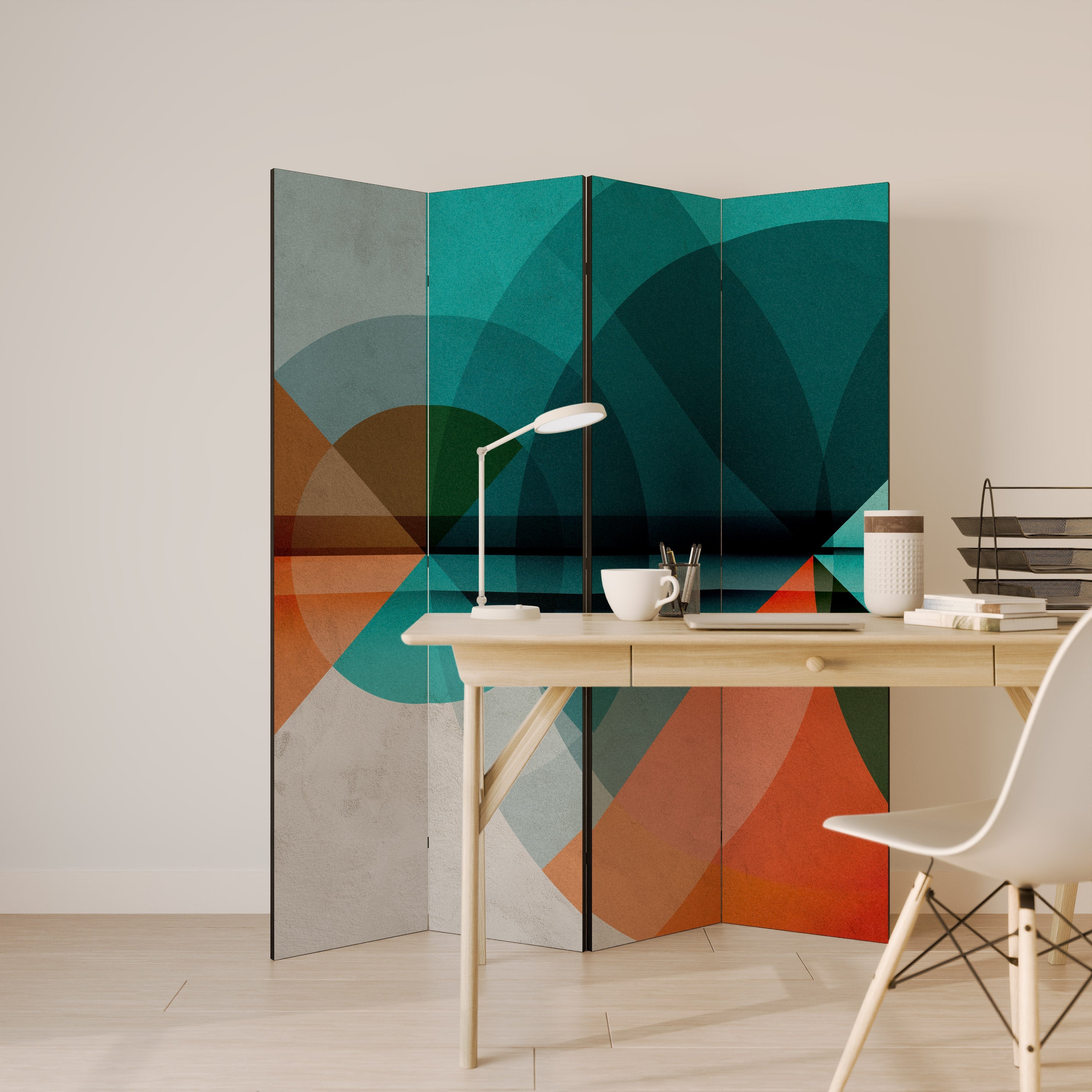 CIRCULAR RHAPSODY Dekorativer 4-teiliger Raumteiler