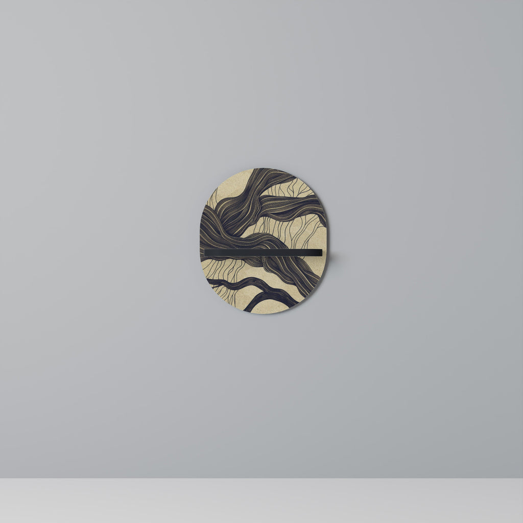 UNIFIED FRAGMENTS Oval Art Shelf In Black Finish