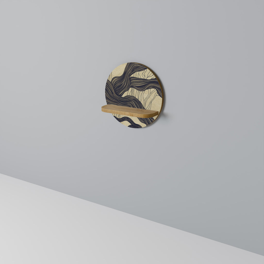 UNIFIED FRAGMENTS Round Art Shelf In Oak Effect