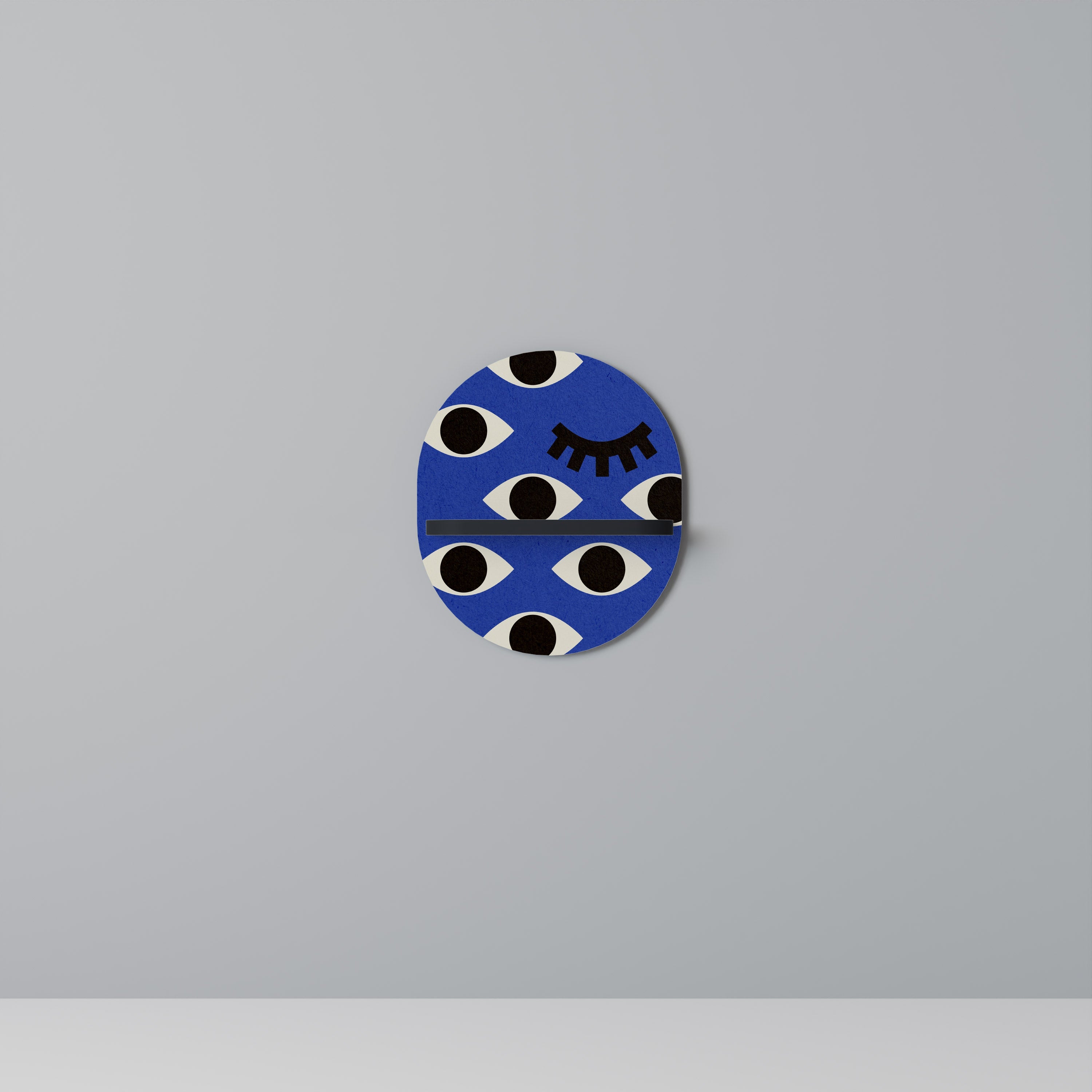 GEOMETRIC EYES Ovales Kunstregal in Schwarz