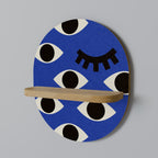 GEOMETRIC EYES Oval Art Shelf In Oak Effect